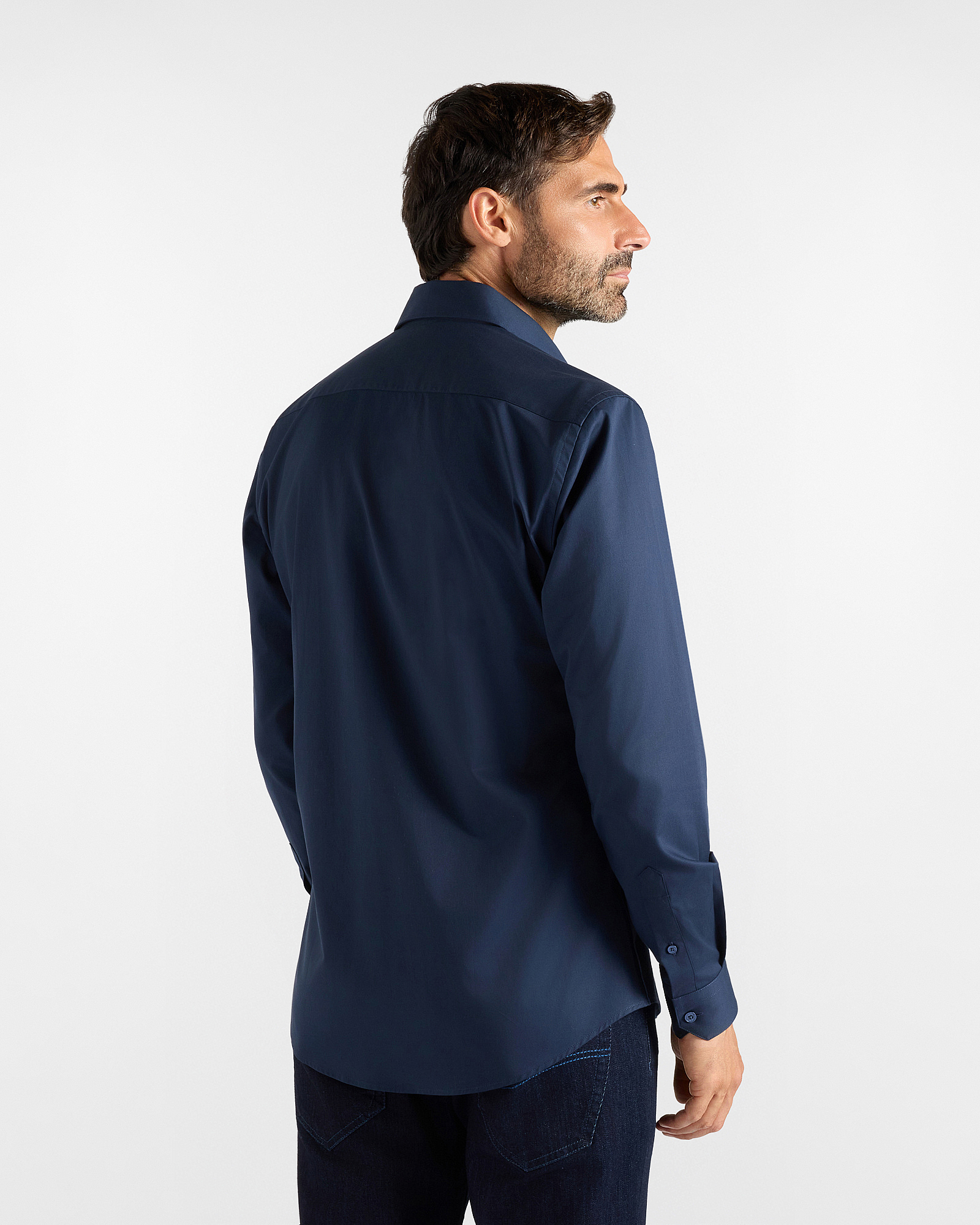Men's narrow-fit shirt in technical twill, OCEAN, large image number 2