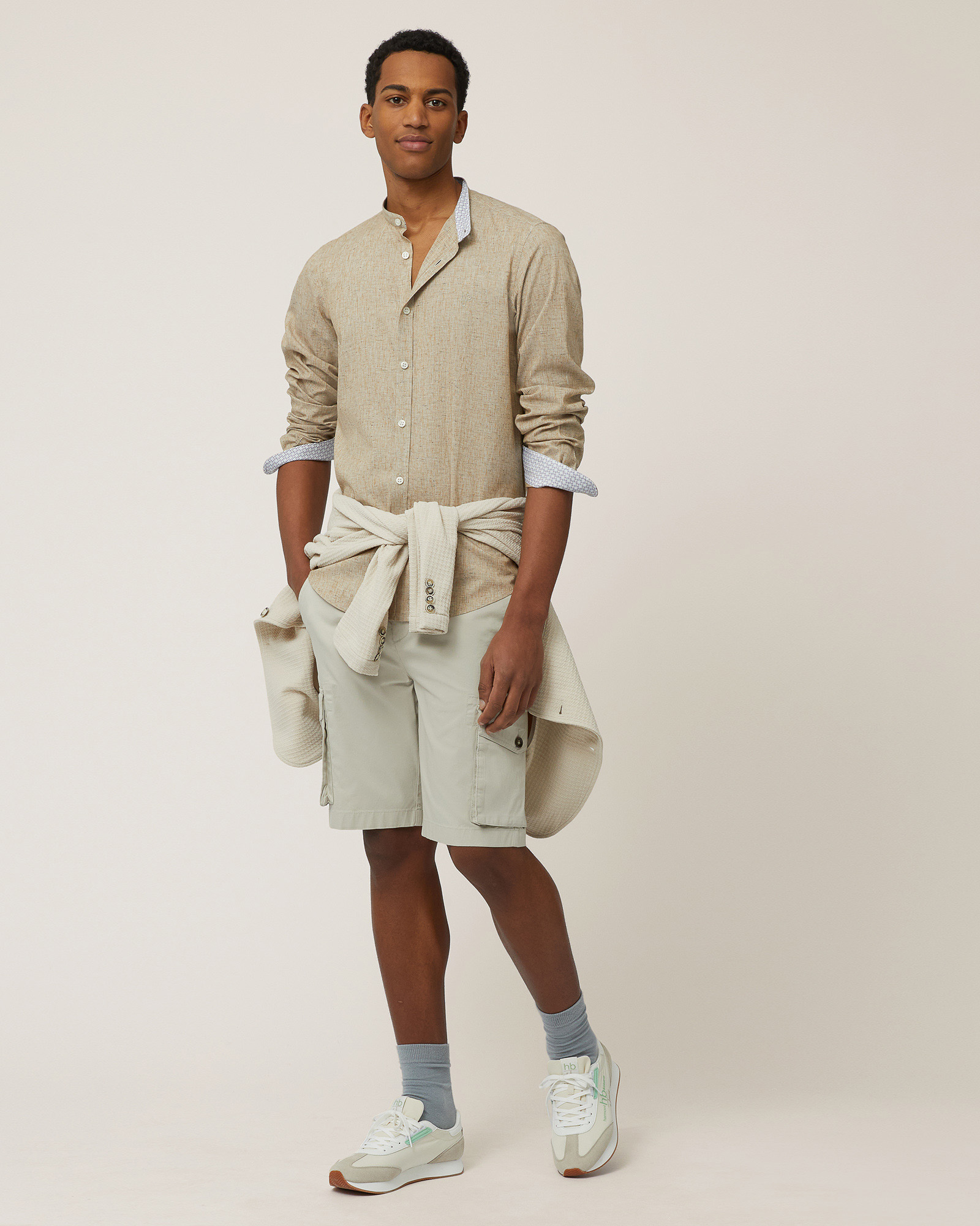Bermuda Cargo Cotone Stretch, Sabbia, large image number 3