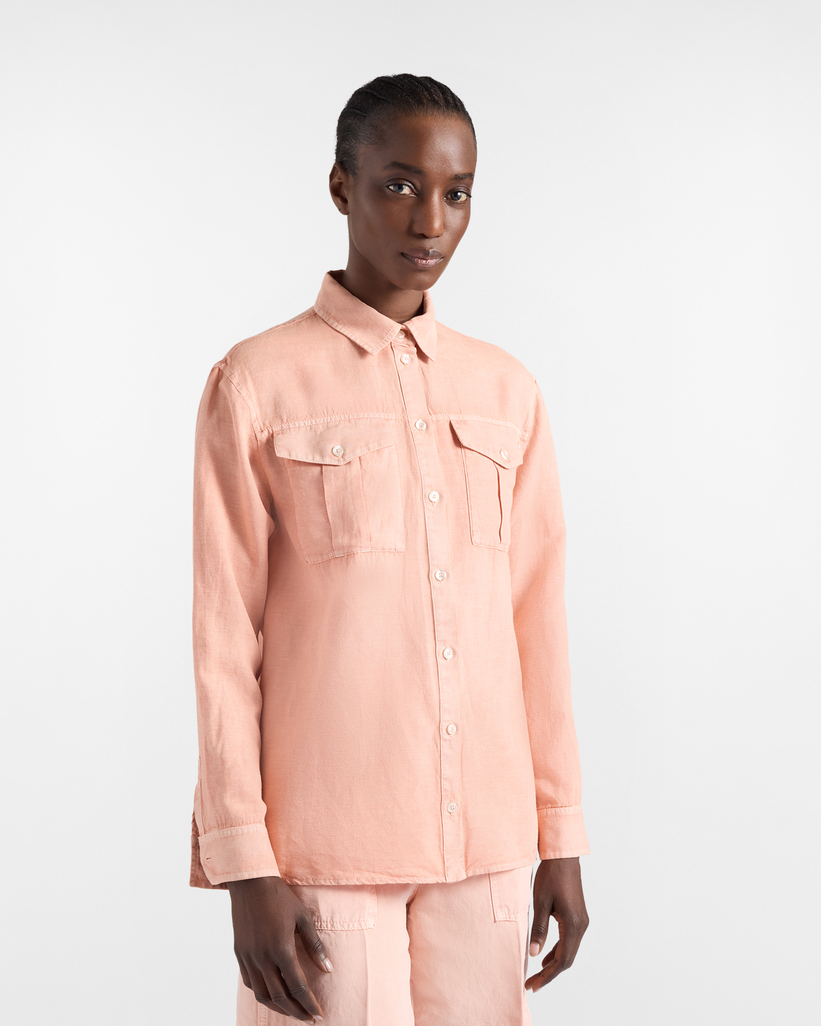 Camicia Donna Earth Dye Overshirt in Lino e Cotone, Donna, Rosso, Taglia: 36