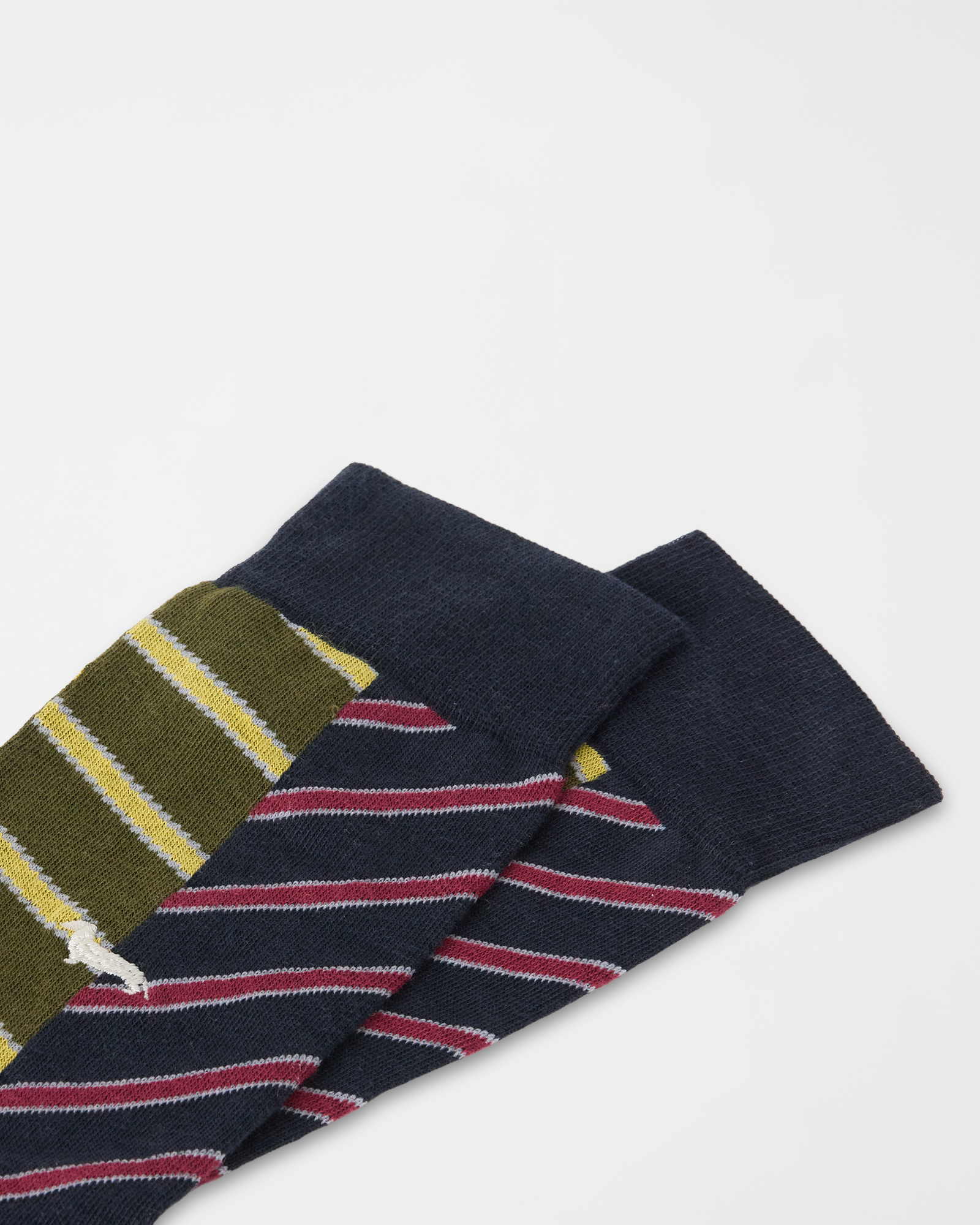 Patchwork-striped socks with embroidery, NAVY BLUE, large image number 2