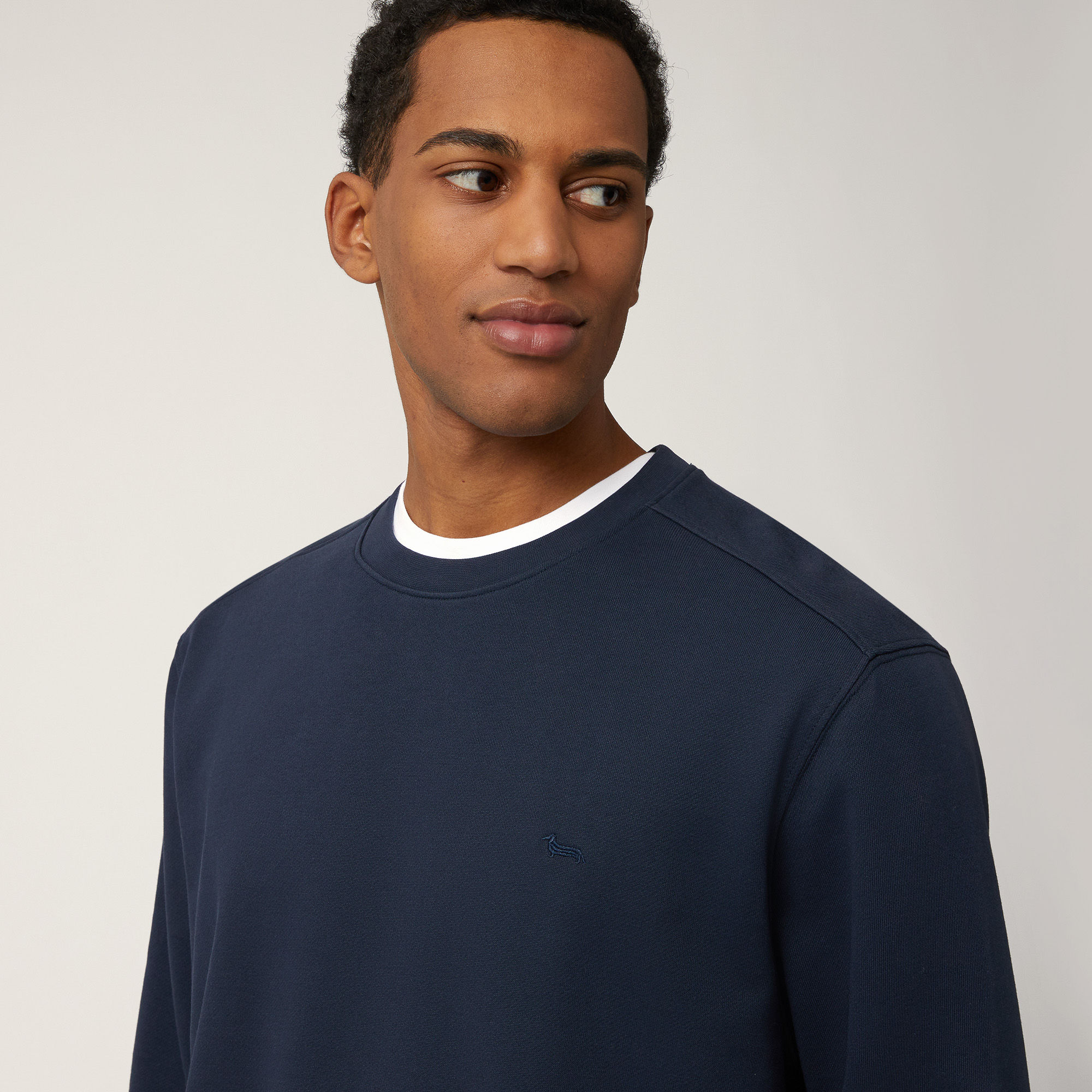 Pure Cotton Oversized Sweatshirt, Navy Blue, large image number 2