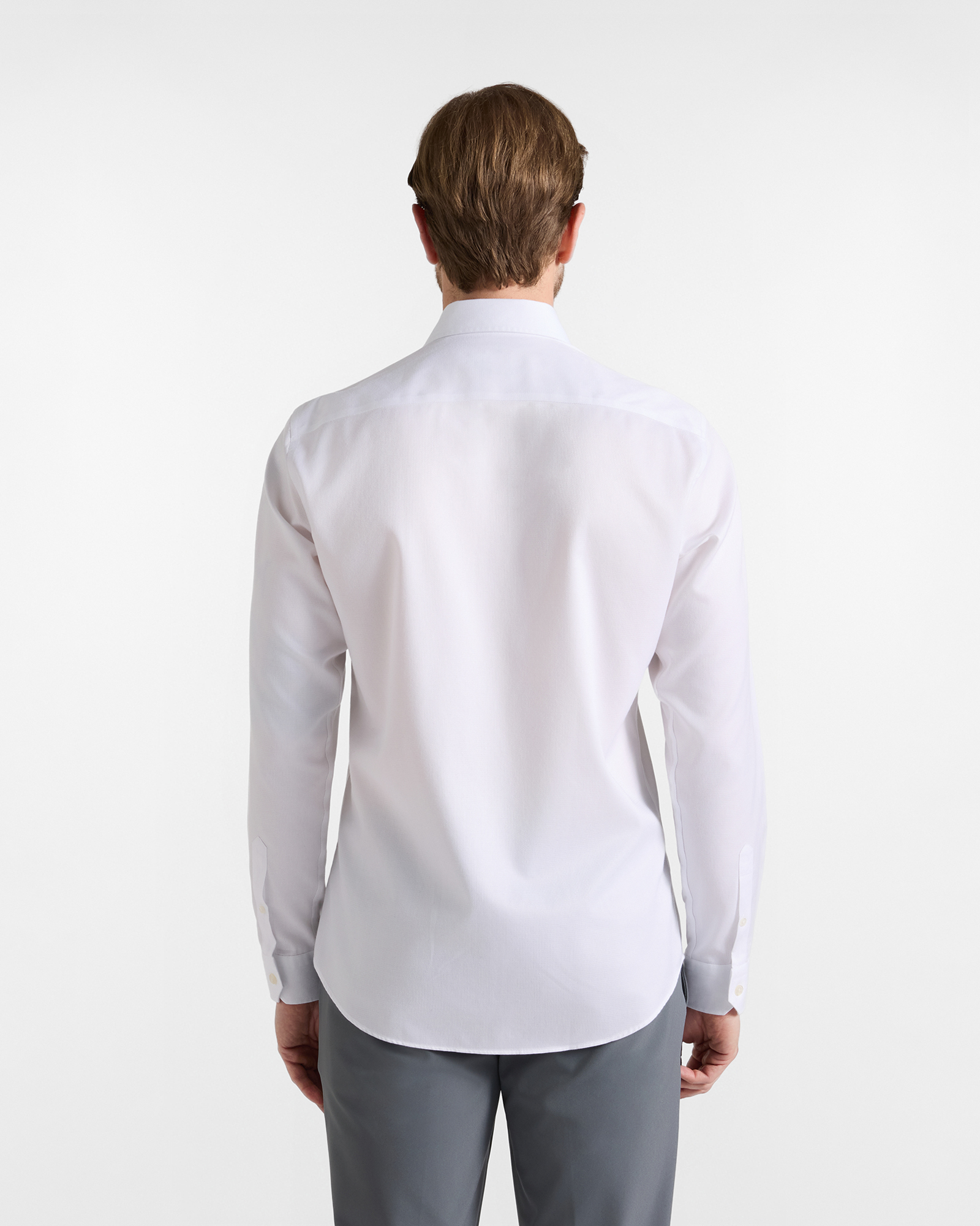 Men's narrow-fit no-iron textured cotton shirt, WHITE, large image number 2