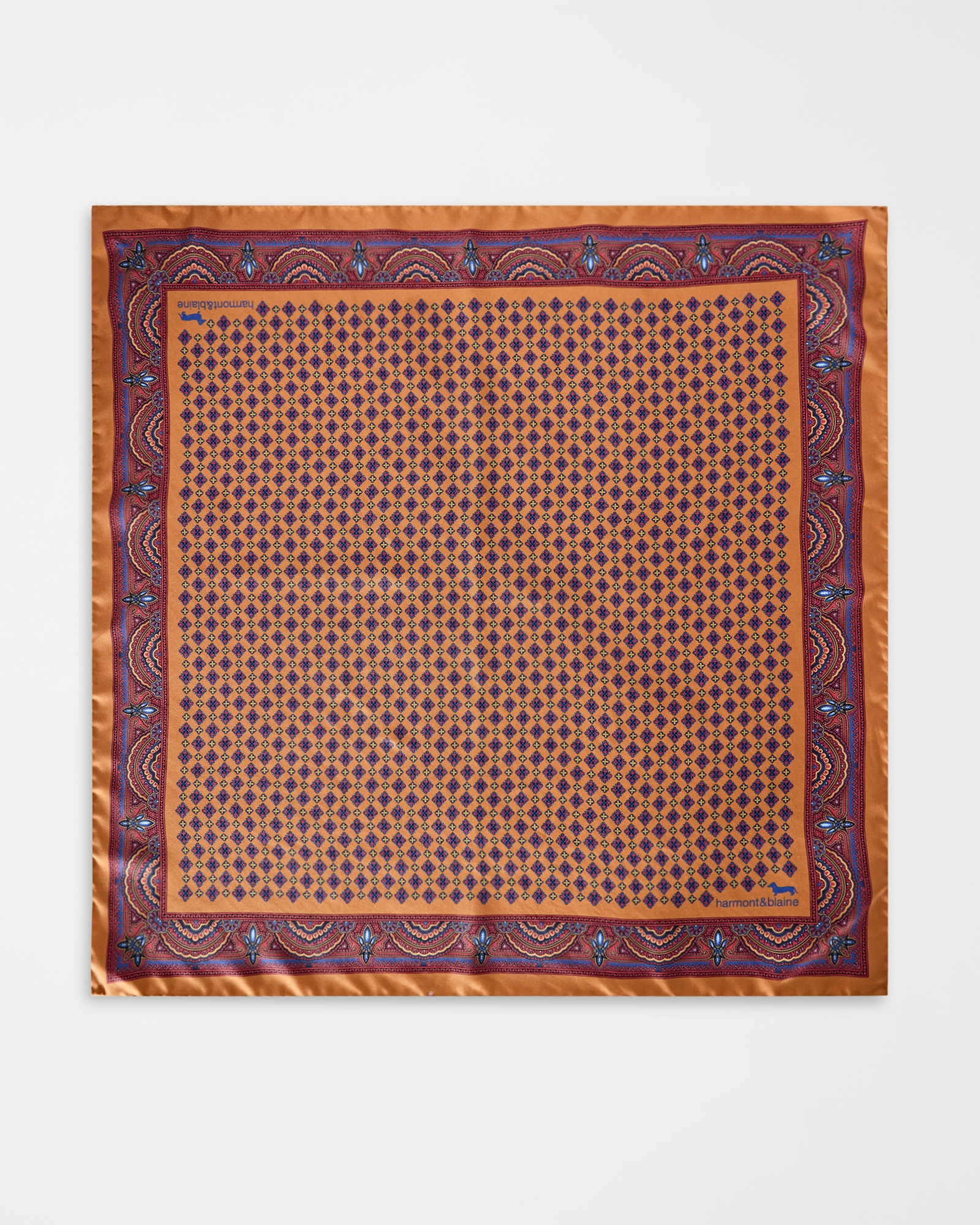 Men&rsquo;s pure silk bandana with brick-red paisley design