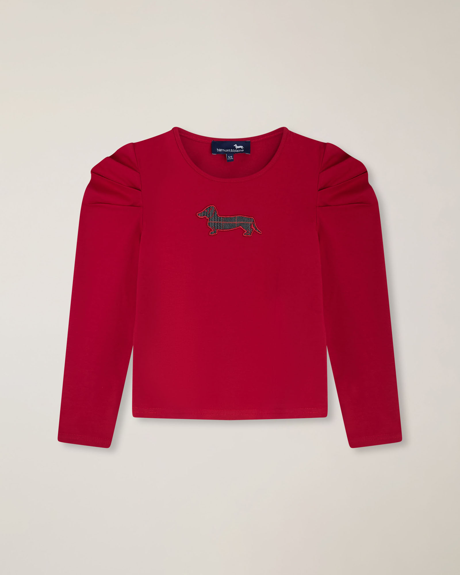 T‑shirt with puff sleeves & logo embroidery