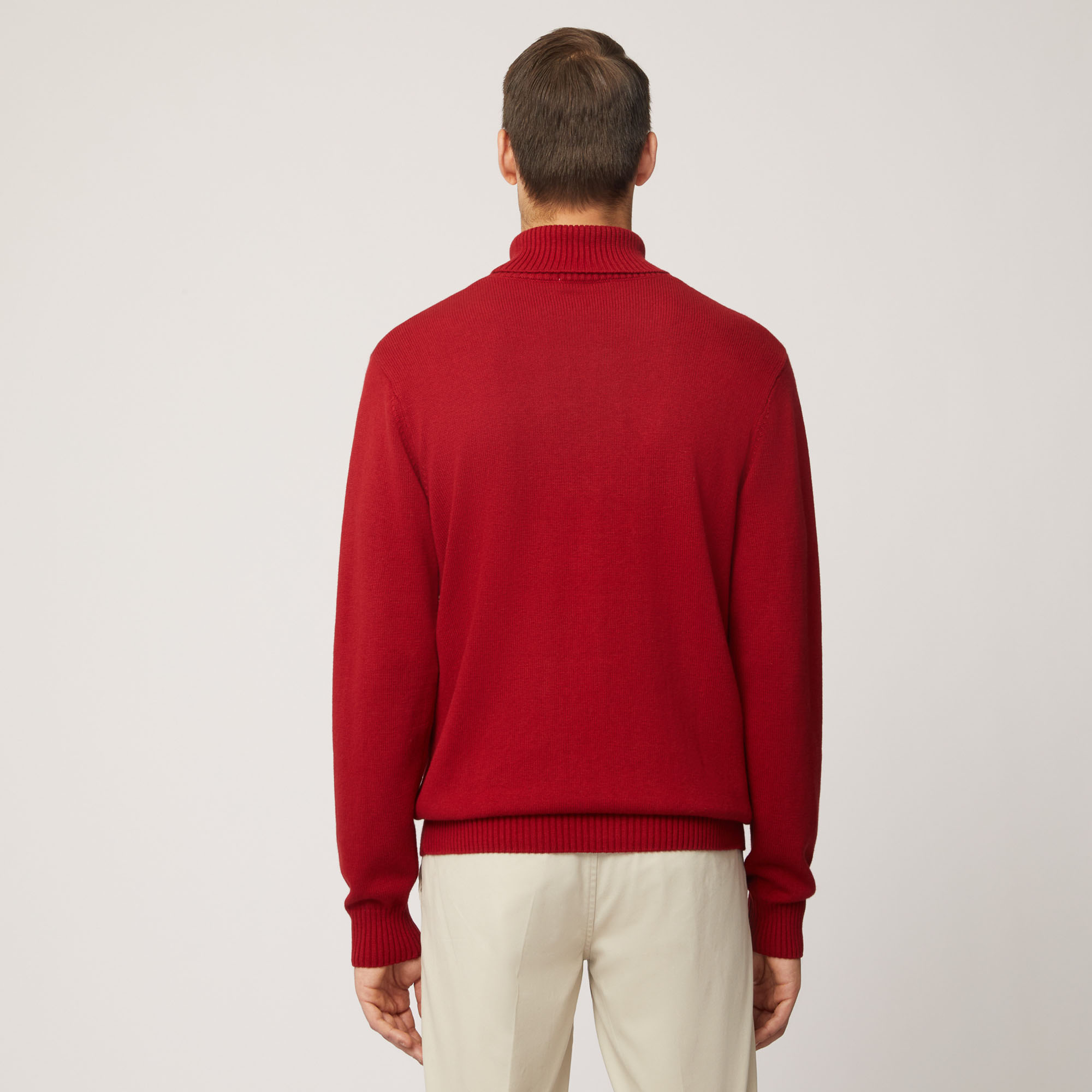 Dolcevita In Cotone E Lana Con Motivi Geometrici, Rosso, large image number 1