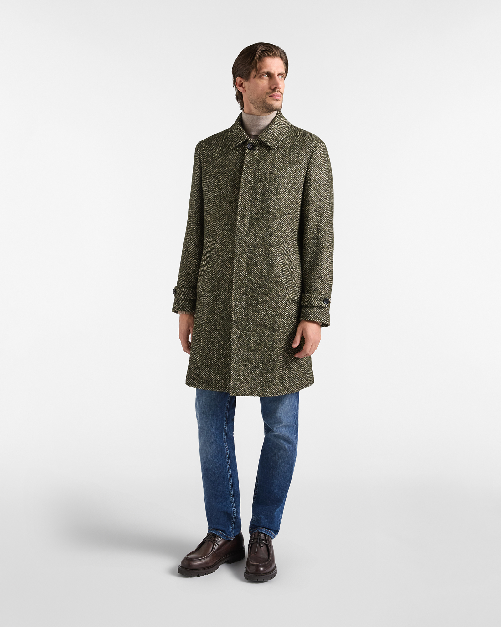 Abrigo de hombre de mezcla de lana verde deportivo de la colecci&oacute;n &laquo;Capsule Qualit&agrave; a Colori&raquo;