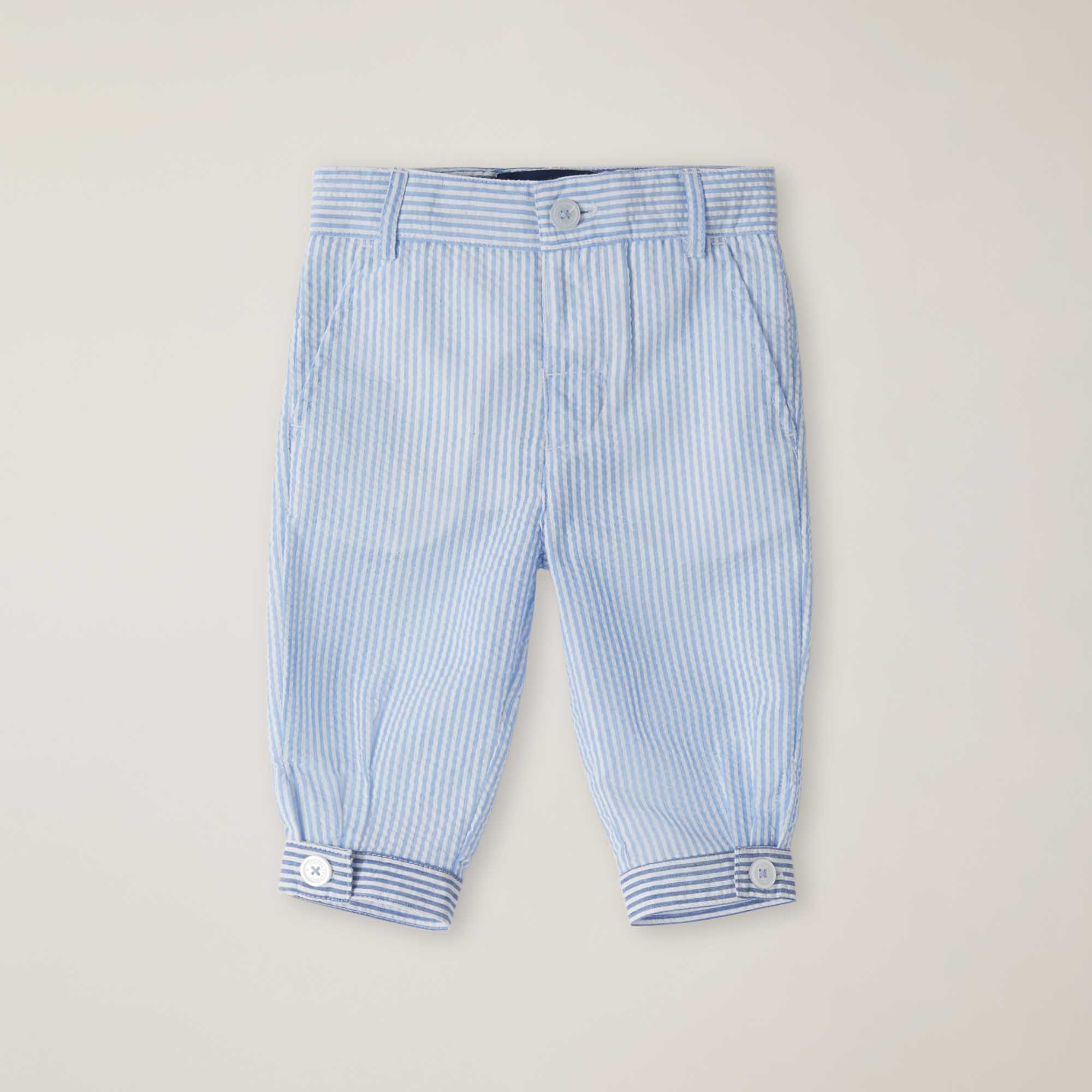 Seersucker Bermuda shorts with Dachshund embroidery, PALE SKY BLUE, large image number 0