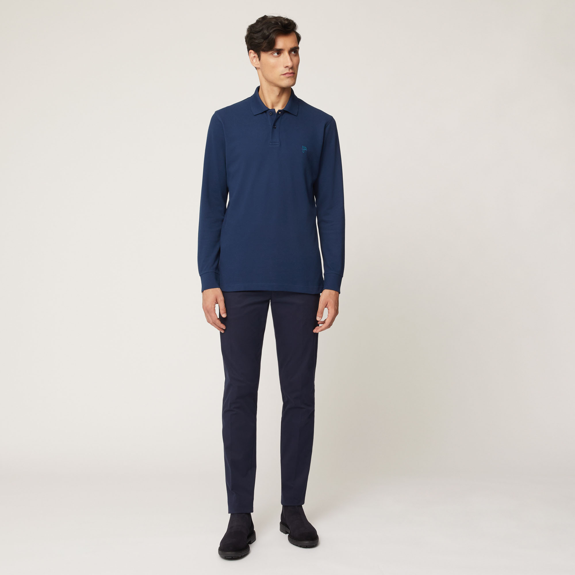 Polo A Maniche Lunghe Regular Fit, Blu, large image number 3