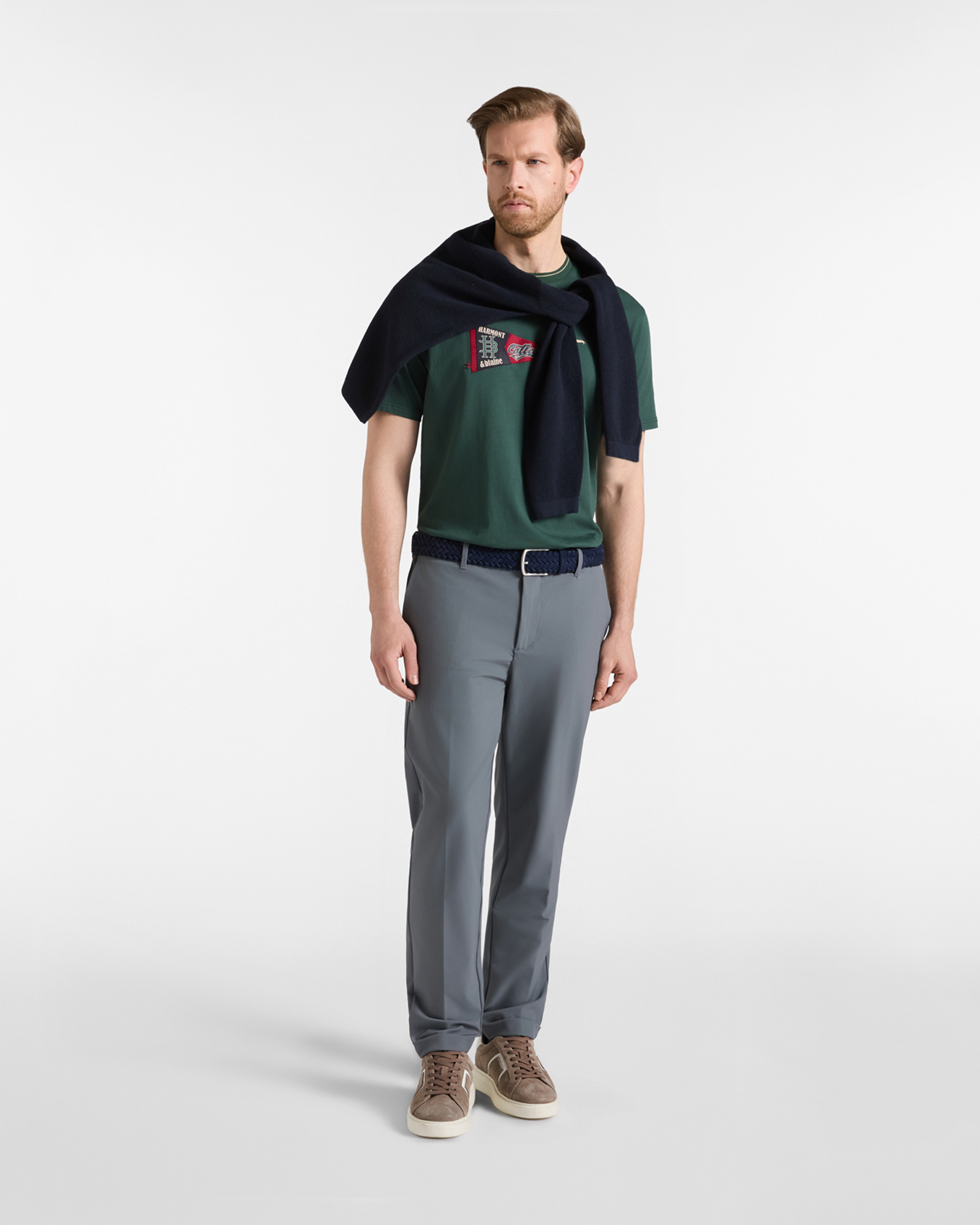Pantal&oacute;n chino para hombre en nylon el&aacute;stico gris D-Fit, GRIS, large image number 3