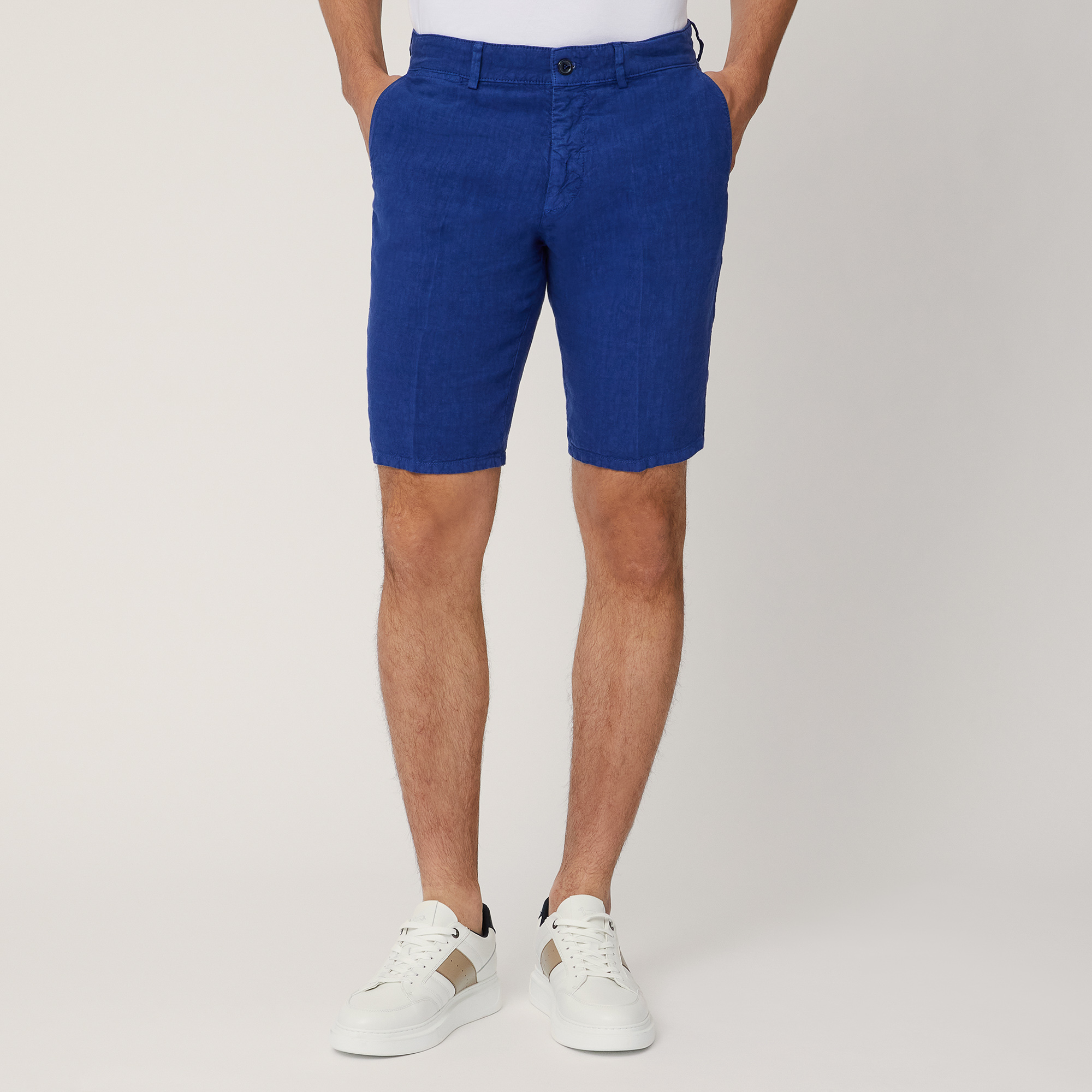 Linen Regular Bermuda Shorts, Hydrangea, large