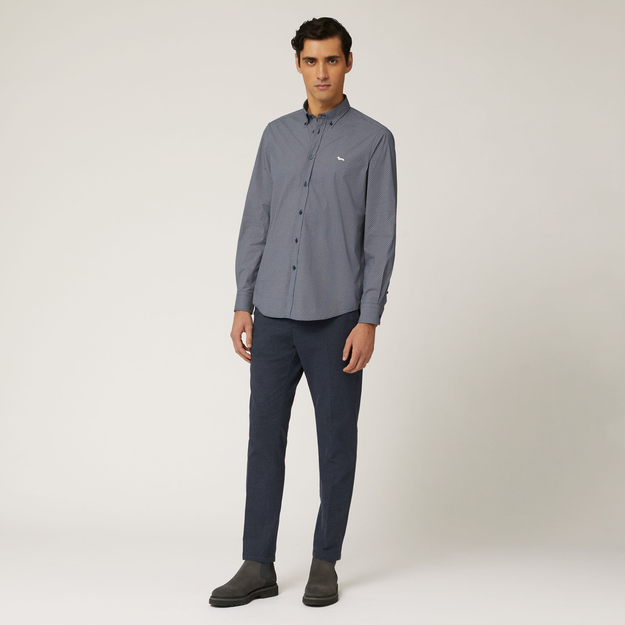 Two-Fabric Shirt With Contrasting Inner Detail, Blue, large image number 3