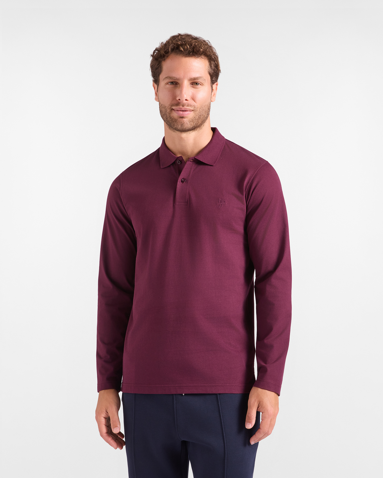 Polo HBJ Uomo in Jersey di Puro Cotone Prugna