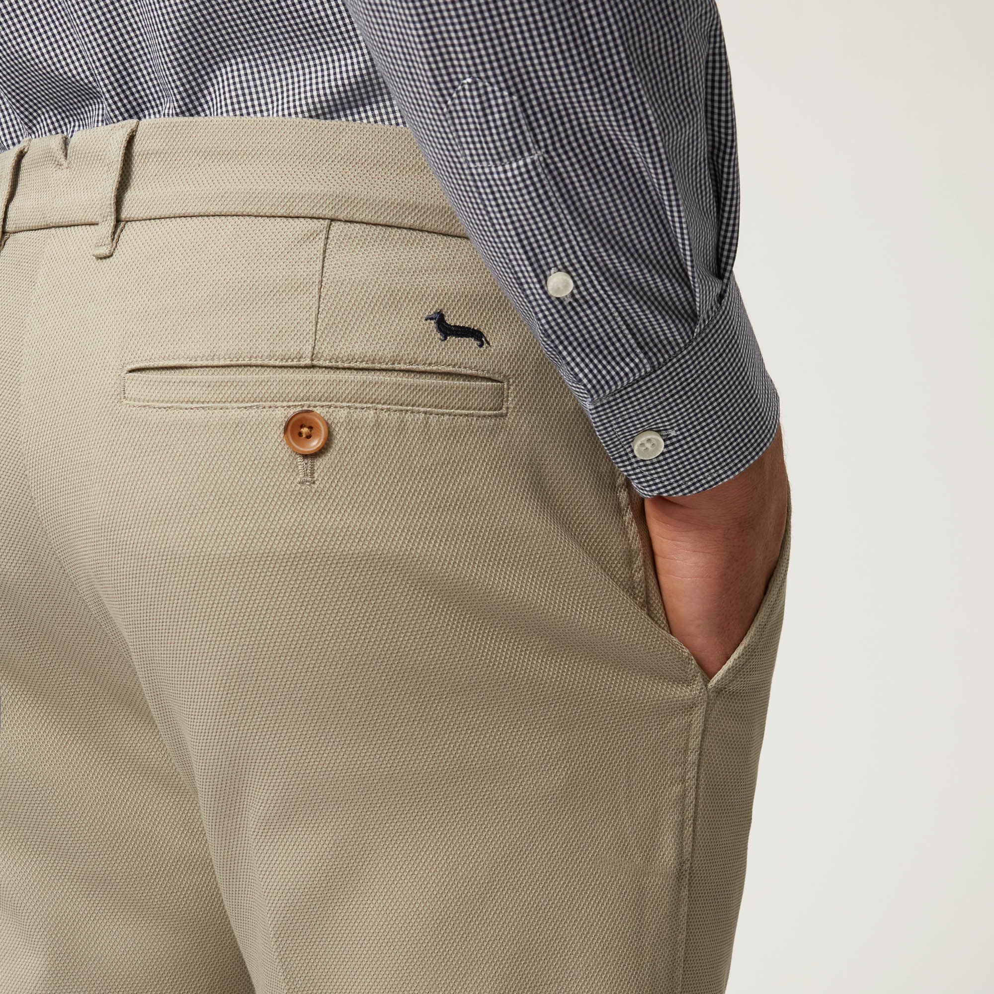 Pantalone Chino Narrow Fit In Cotone Stretch, Beige, large image number 2