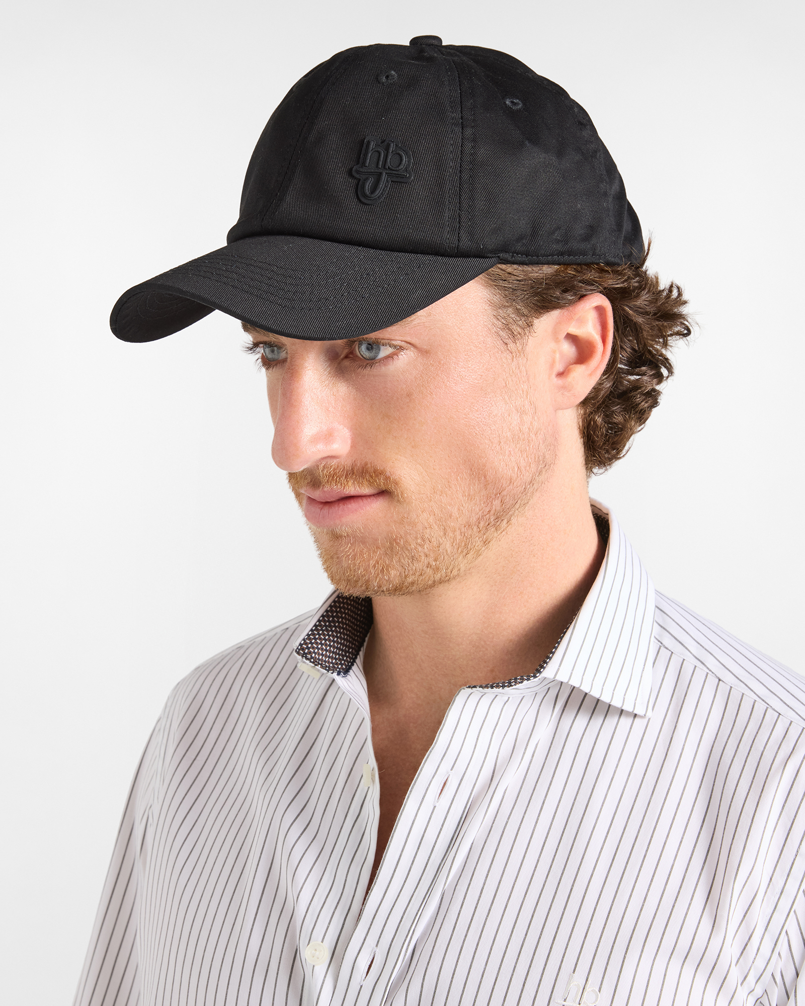 Baseball Cap HBJ Uomo con Patch Logo in Puro Cotone, NERO, large