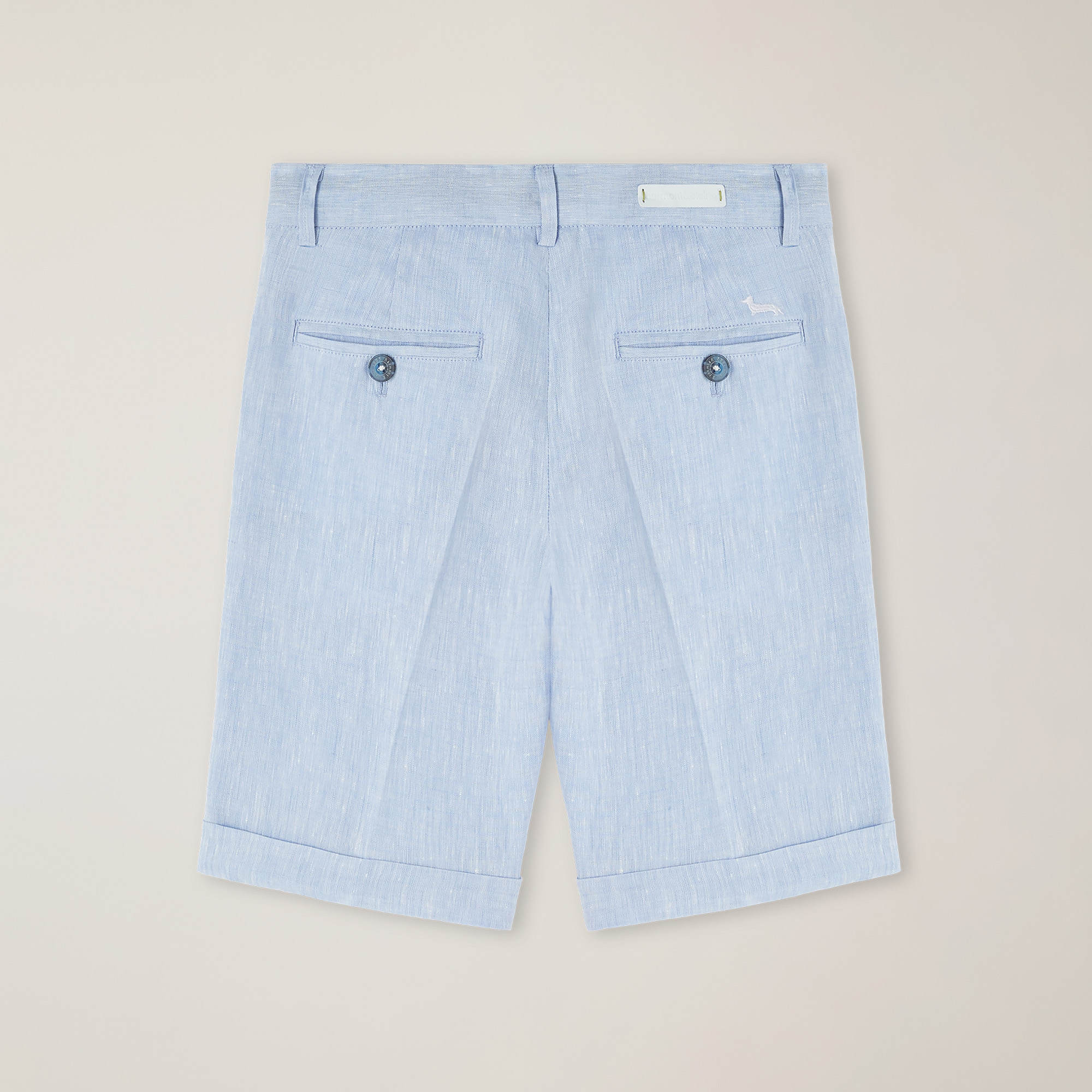 Melange linen slash-pocket Bermuda shorts