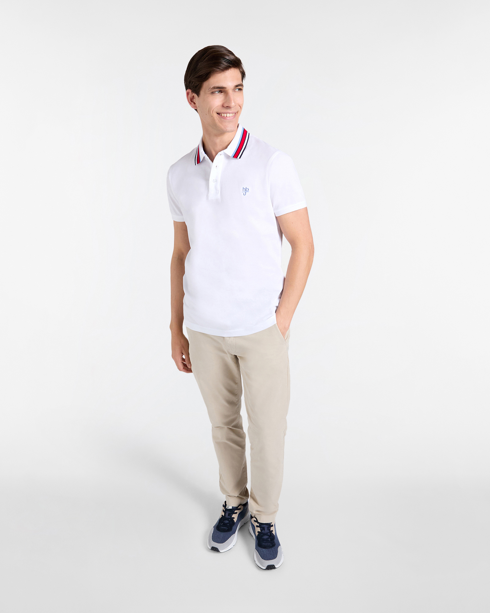 Polo uomo narrow fit con colletto a costine, Bianco, large image number 3