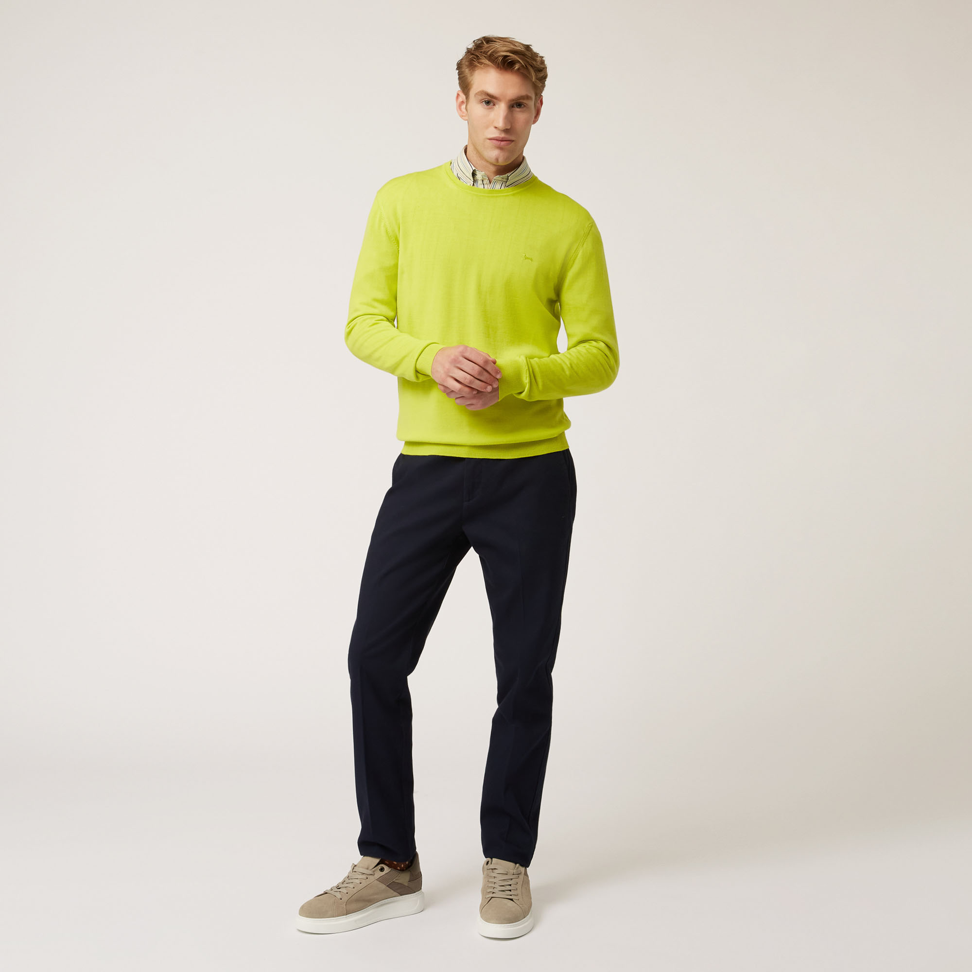 Pullover Girocollo In Lana Merino, Verde, large image number 3