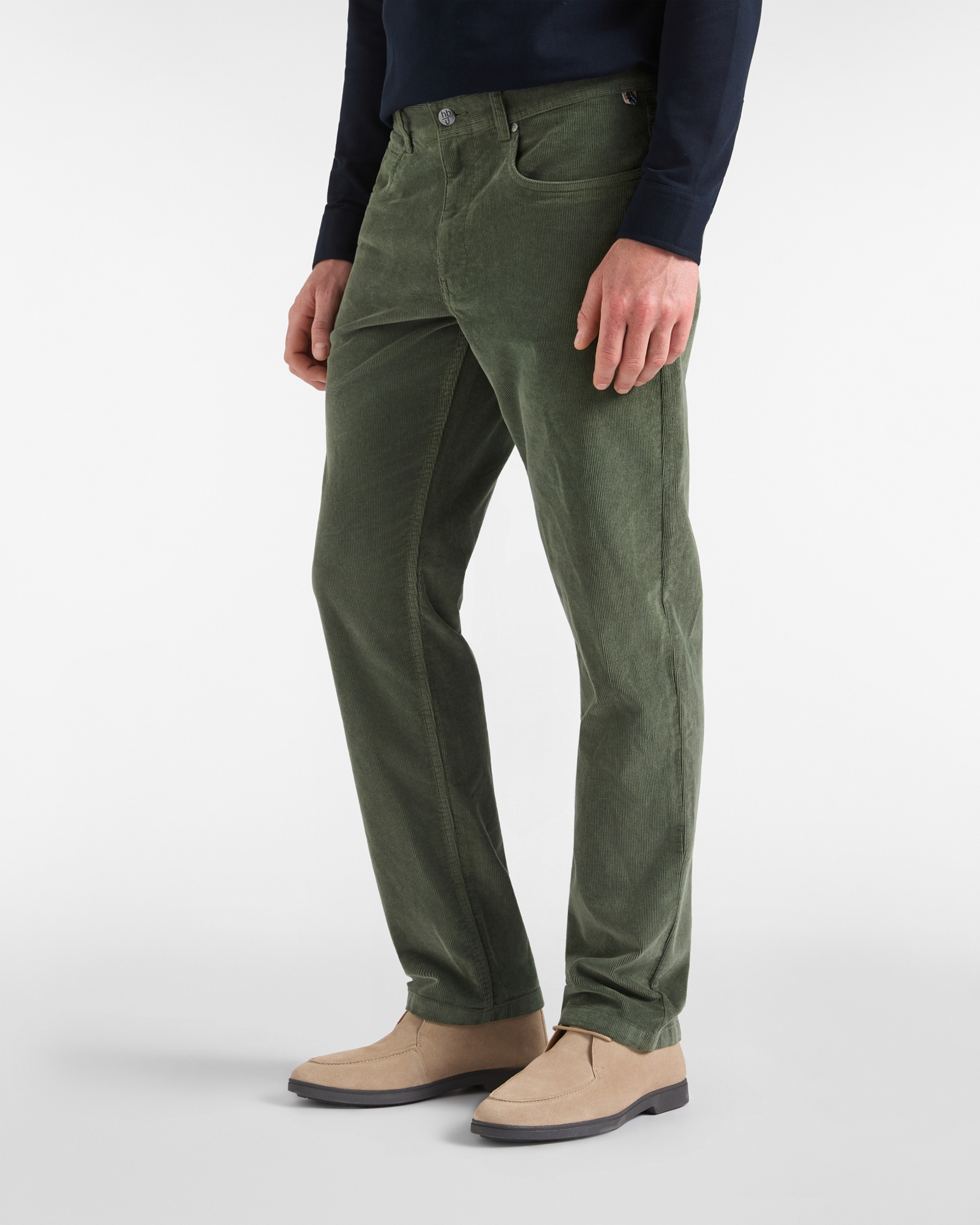 Pantalone HBJ Uomo Regular Fit 5 Tasche in Velluto di Cotone Stretch, VERDE, large