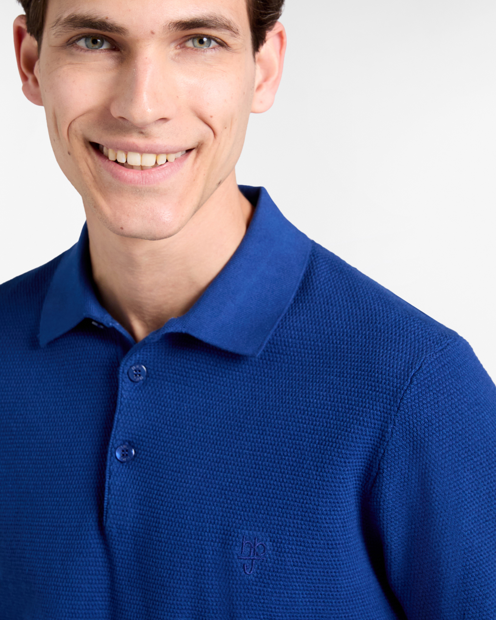 Polo Uomo in Maglia Strutturata, Blu chiaro, large image number 2