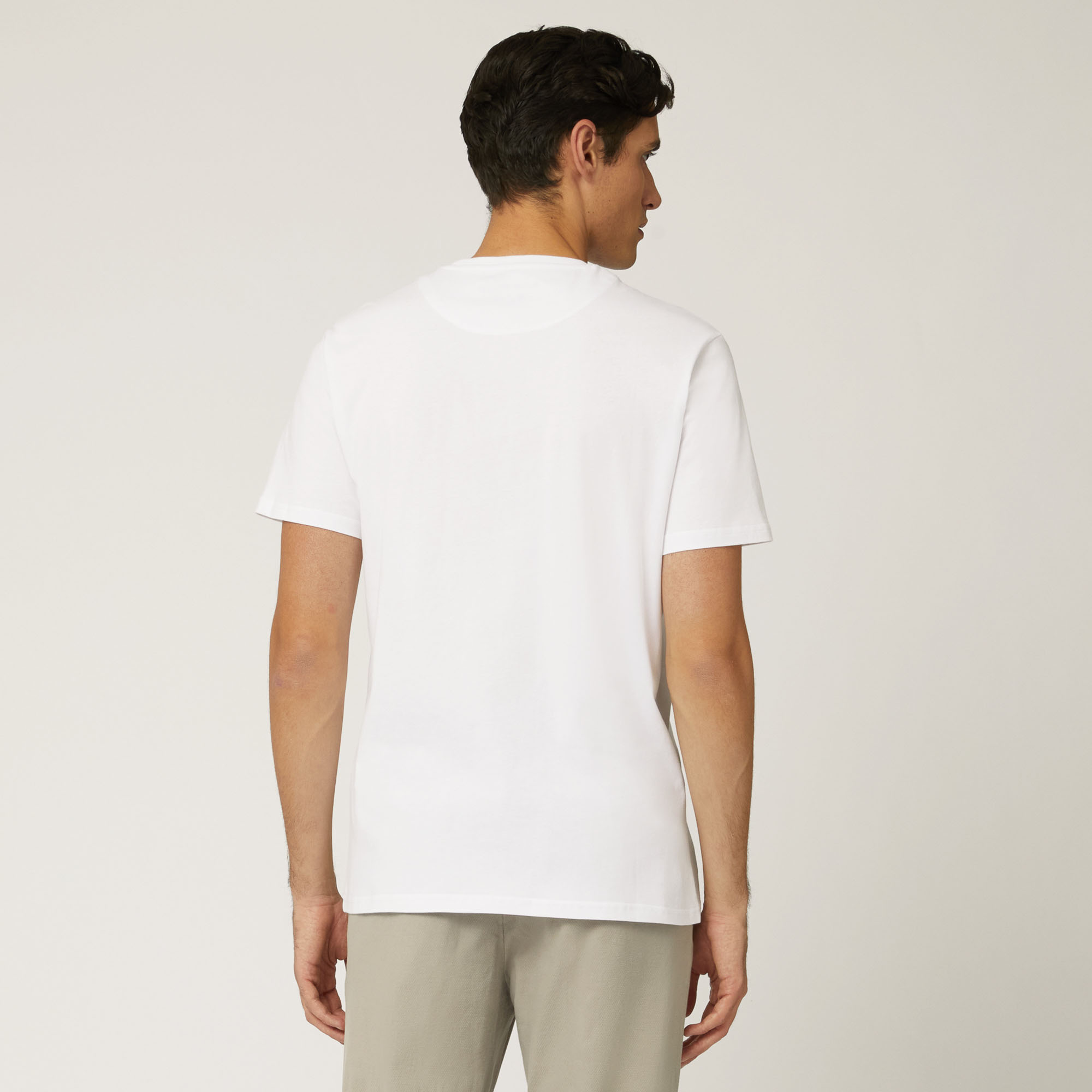 T-Shirt In Cotone Con Lettering E Bassotto 3D, Panna, large image number 1