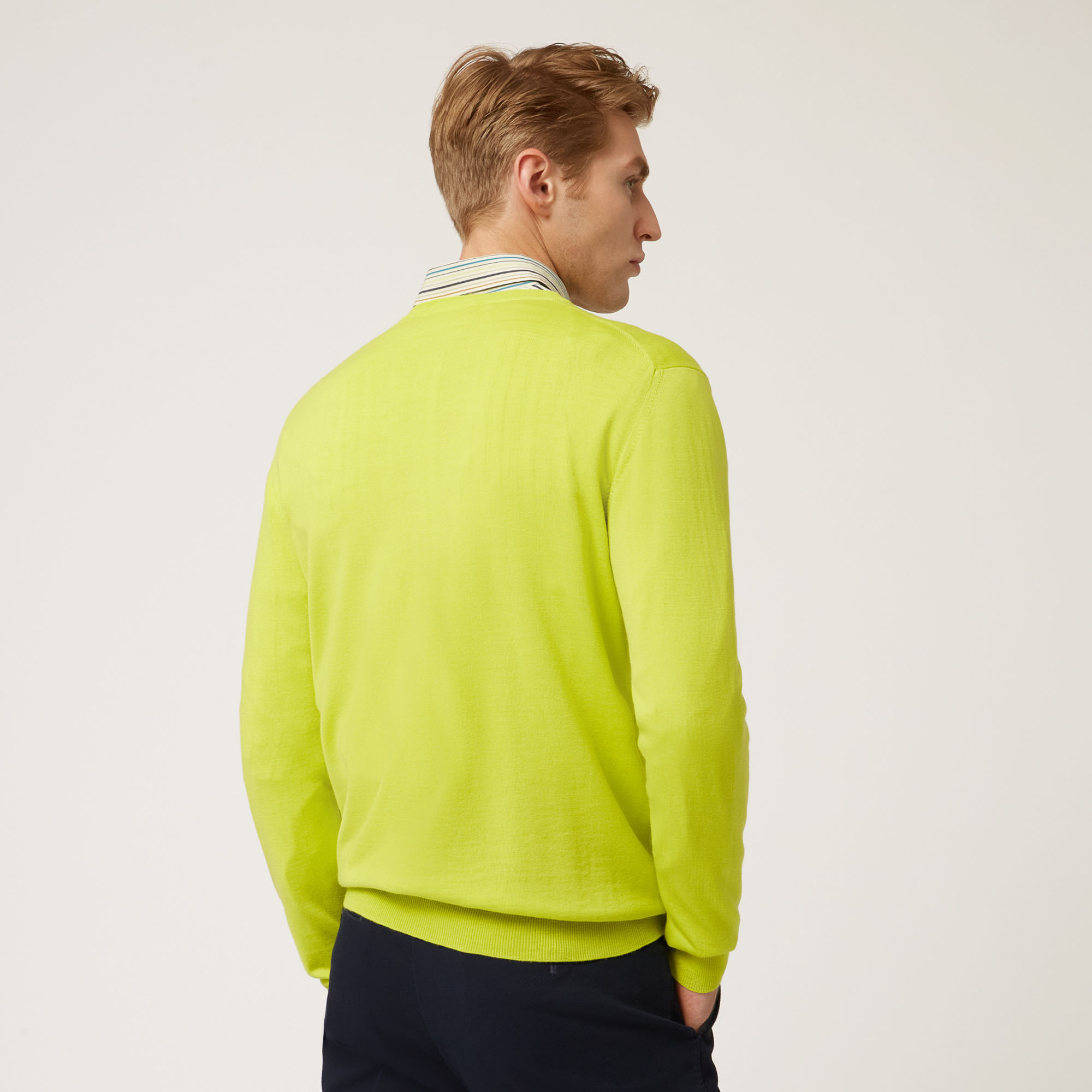 Pullover Girocollo In Lana Merino, Verde, large image number 1