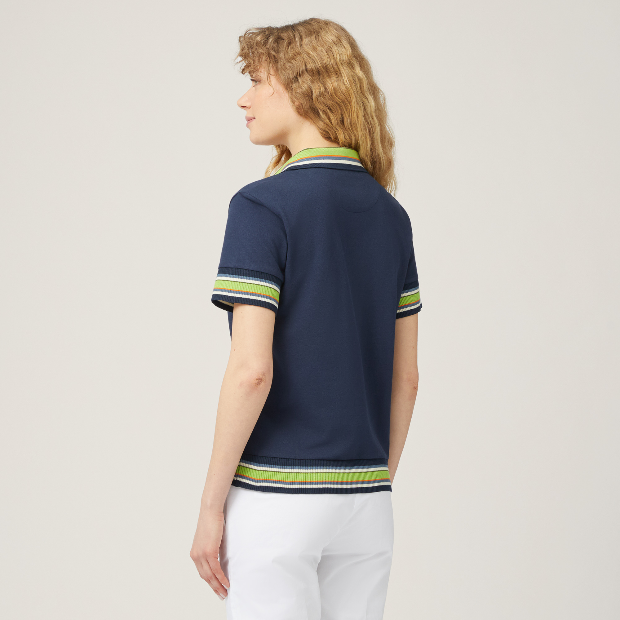 Polo with Contrasting Details, Blue, large image number 1