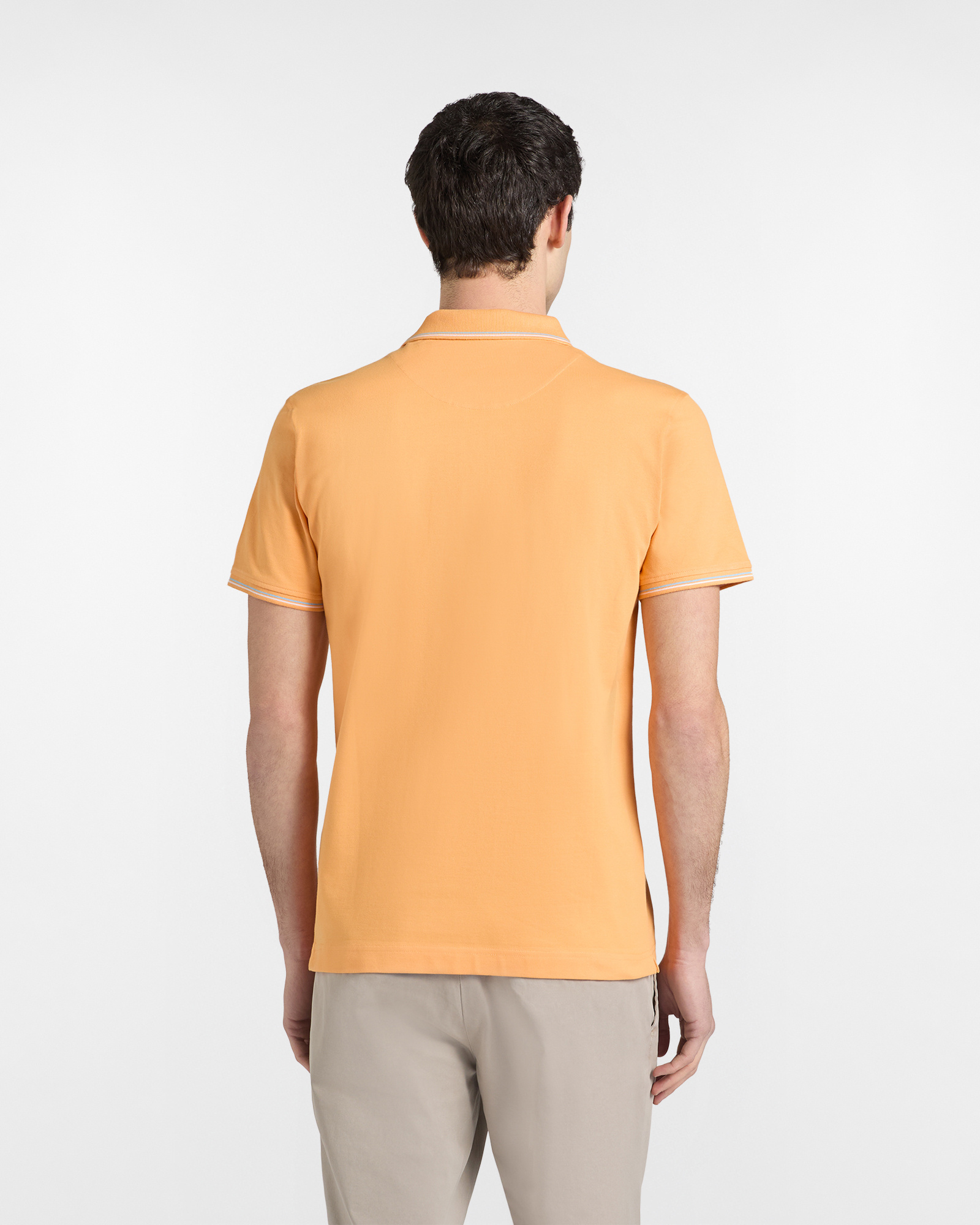 Polo in Piquet Stretch con Dettagli Righe