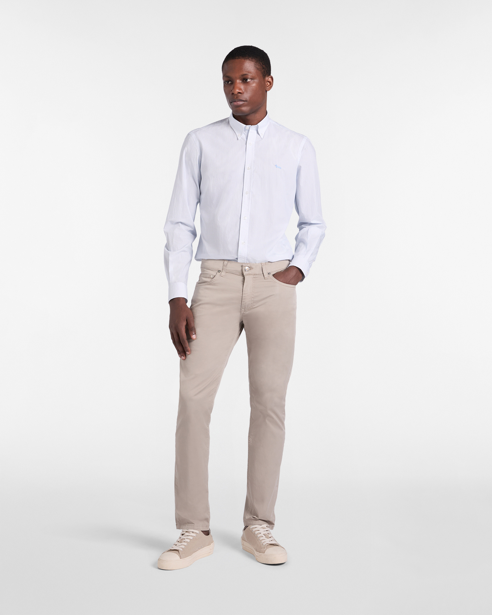 Camisa de Corte Ajustado con Microestampado, Celeste, large image number 3