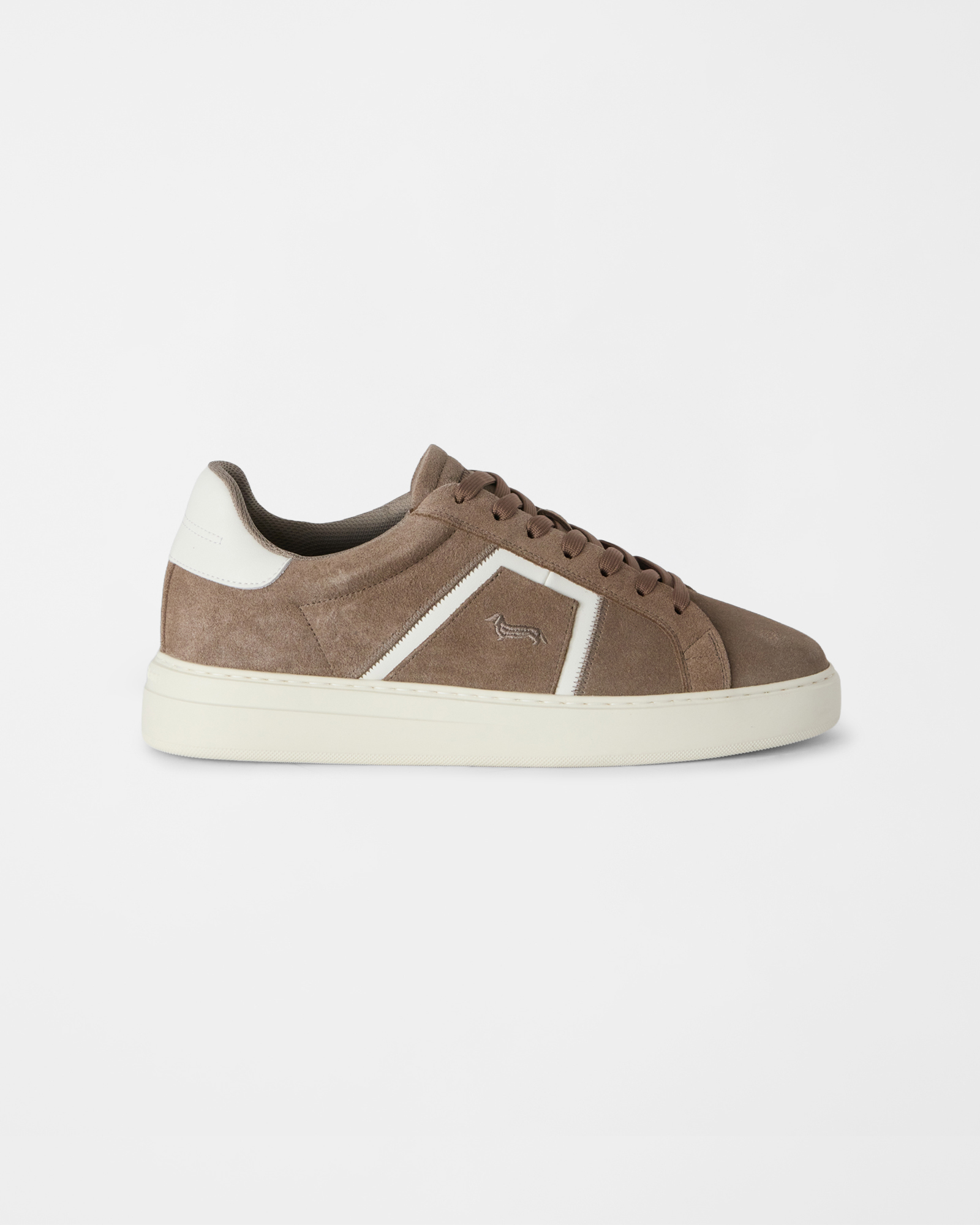 Men's beige suede sneakers with nylon inserts