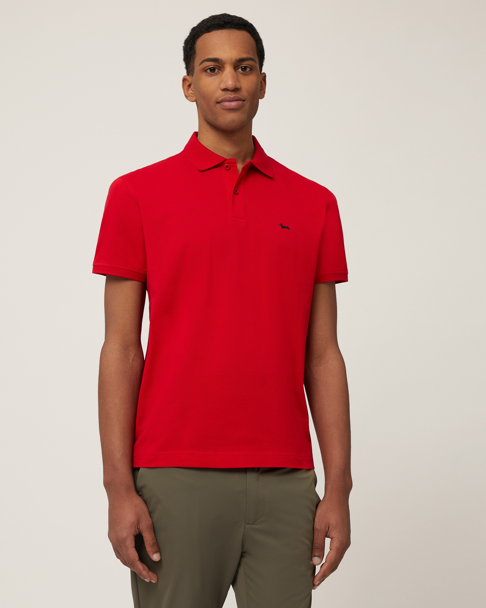 Cotton Polo with Dachshund, Deep Red, large