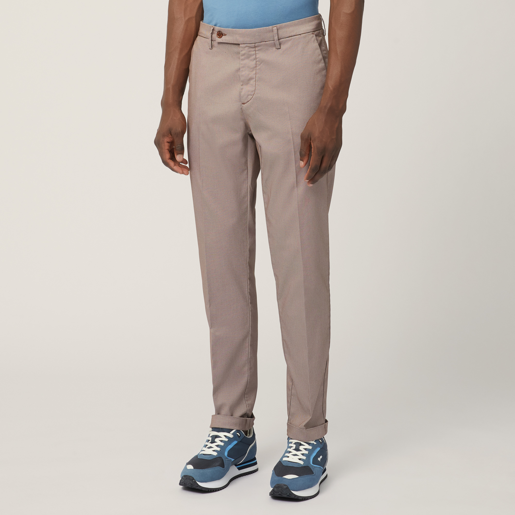 Stretch Cotton-Blend Pants, Brown, large image number 0