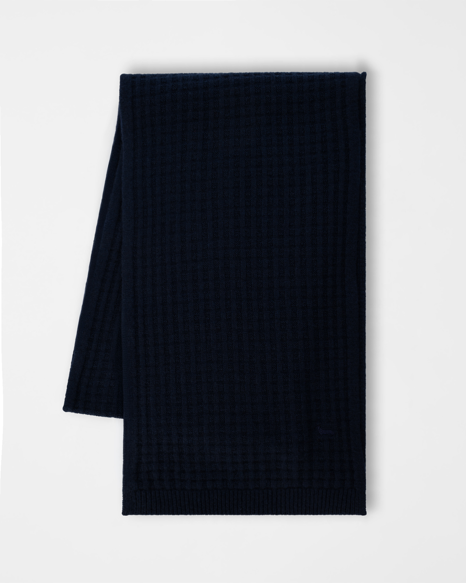 Men&rsquo;s pure cashmere knitted scarf, NAVY BLUE, large