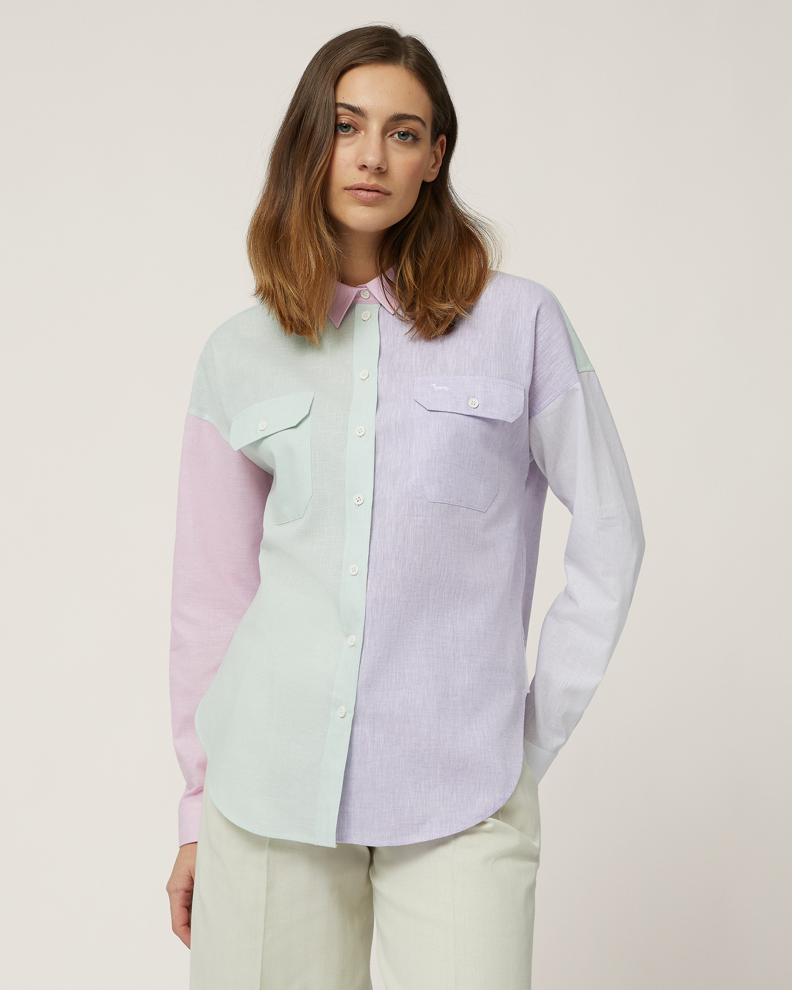 Camicia Patchwork Misto Lino