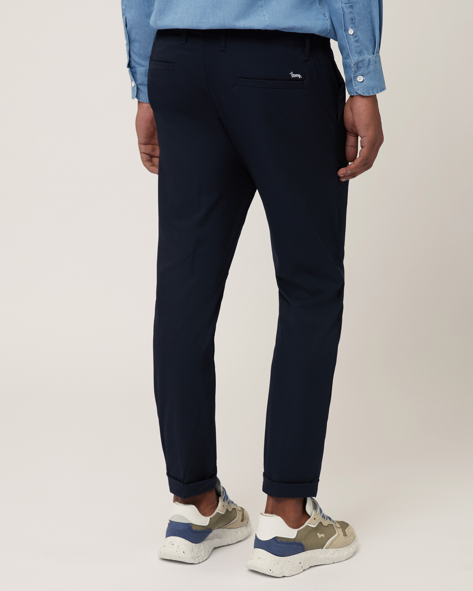 Chino Pants with Pleats, Navy Blue, large image number 1