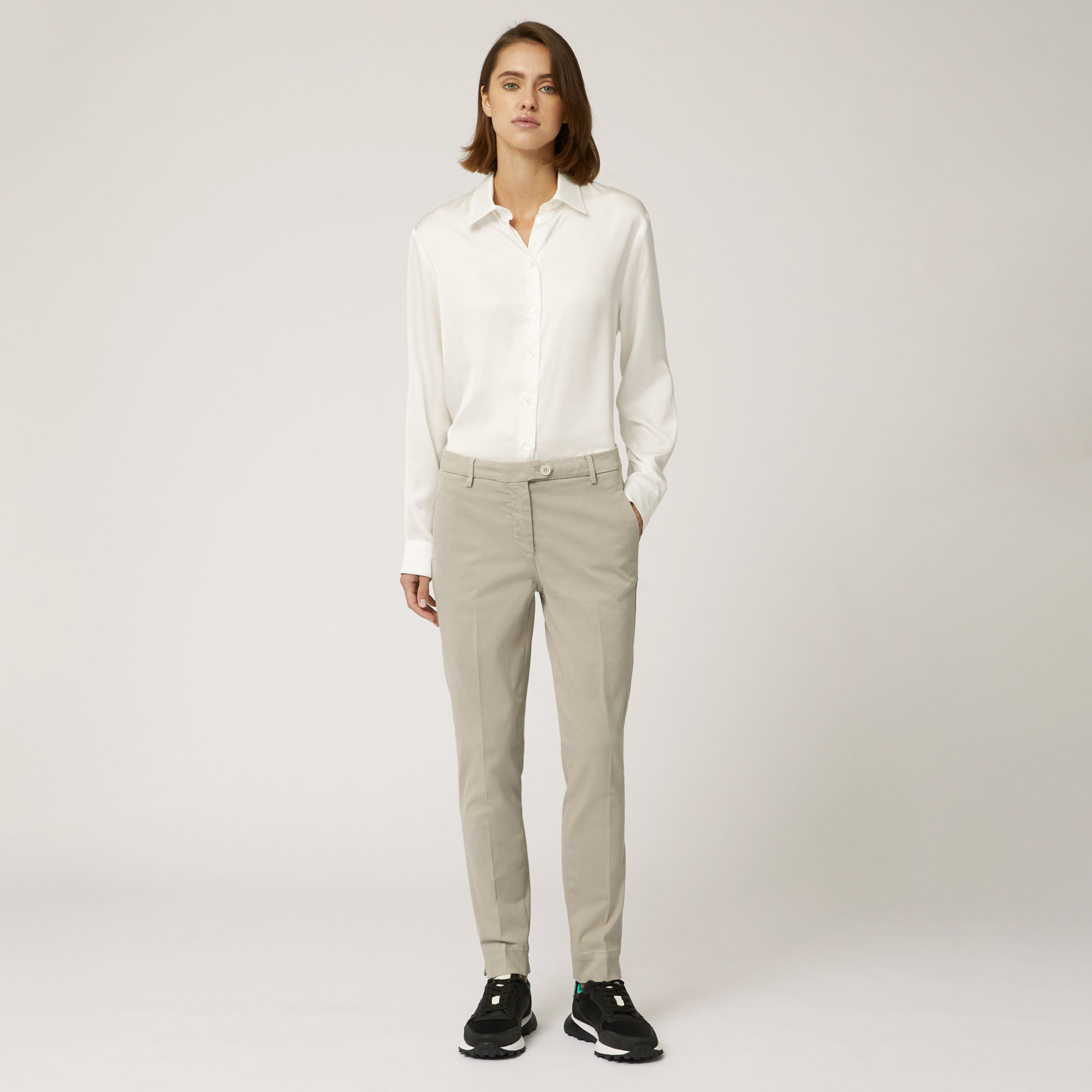 Pantalone Chino In Cotone Stretch, Beige, large image number 3