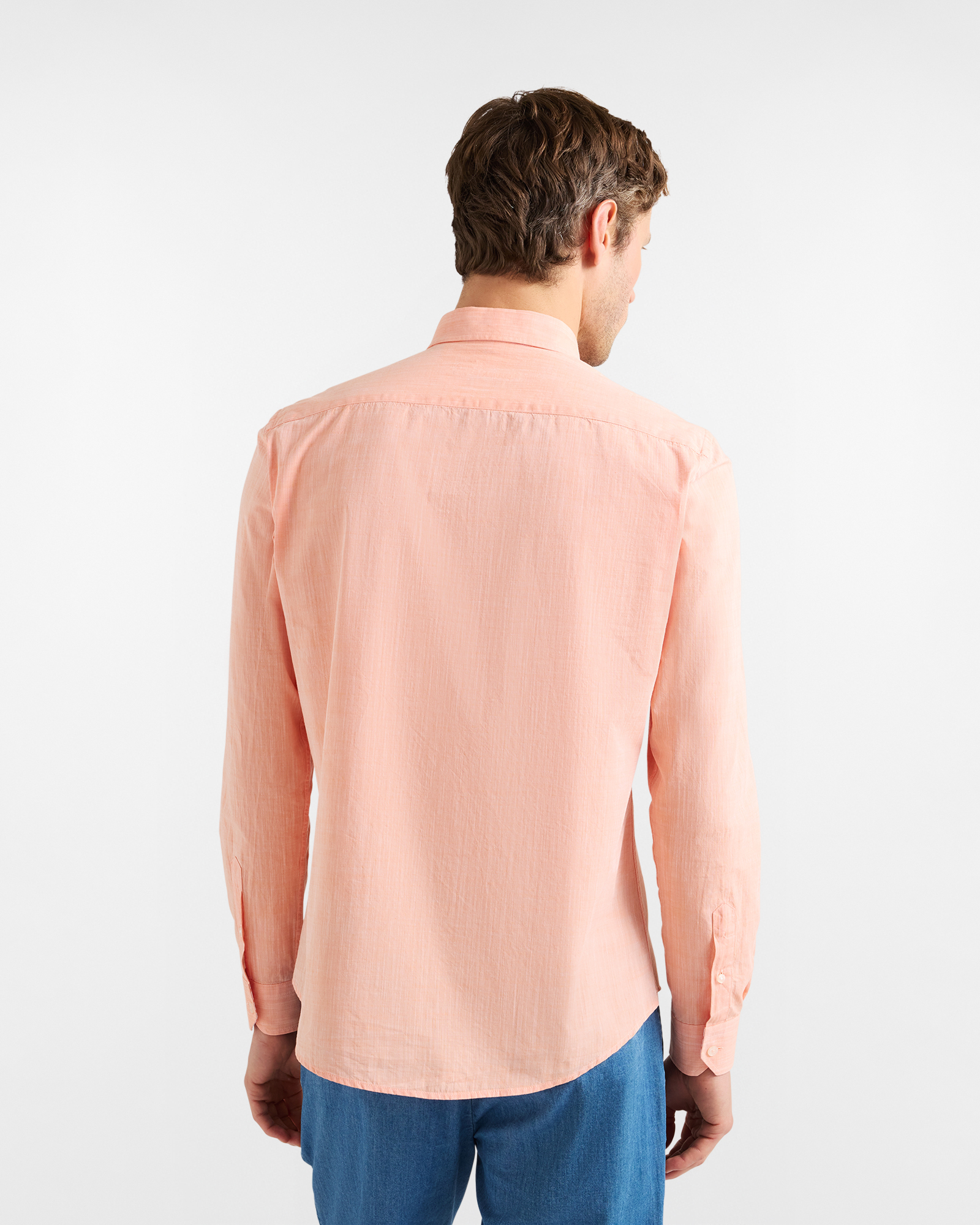 Men's narrow-fit cotton shirt with details, Orange, large image number 2