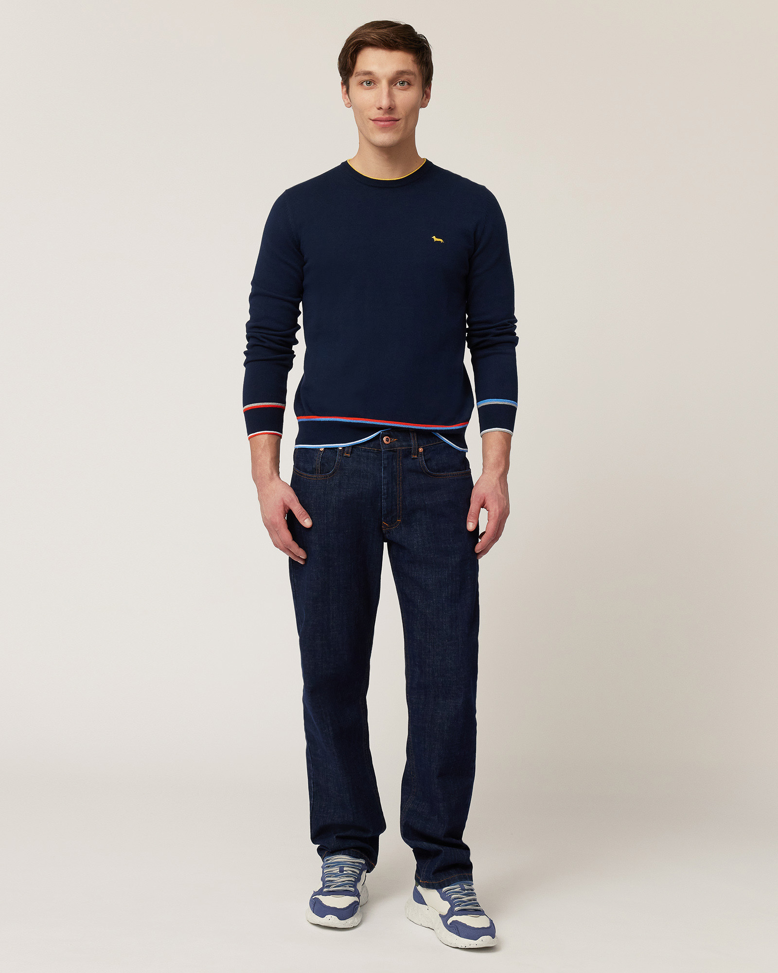 Pullover with Contrasts, Navy Blue, large image number 3