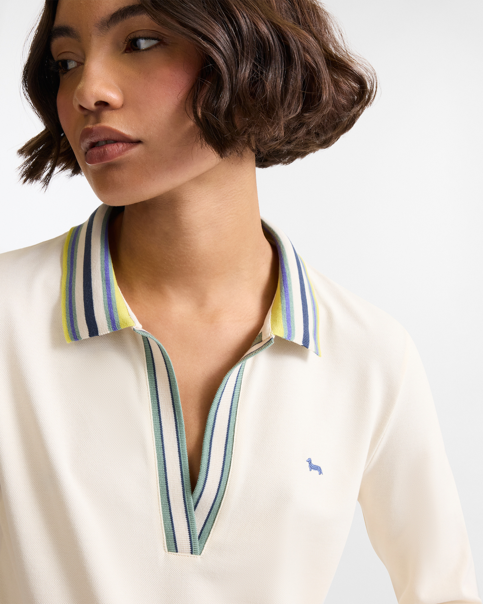 Polo A Maniche Lunghe Stretch, Beige, large image number 2