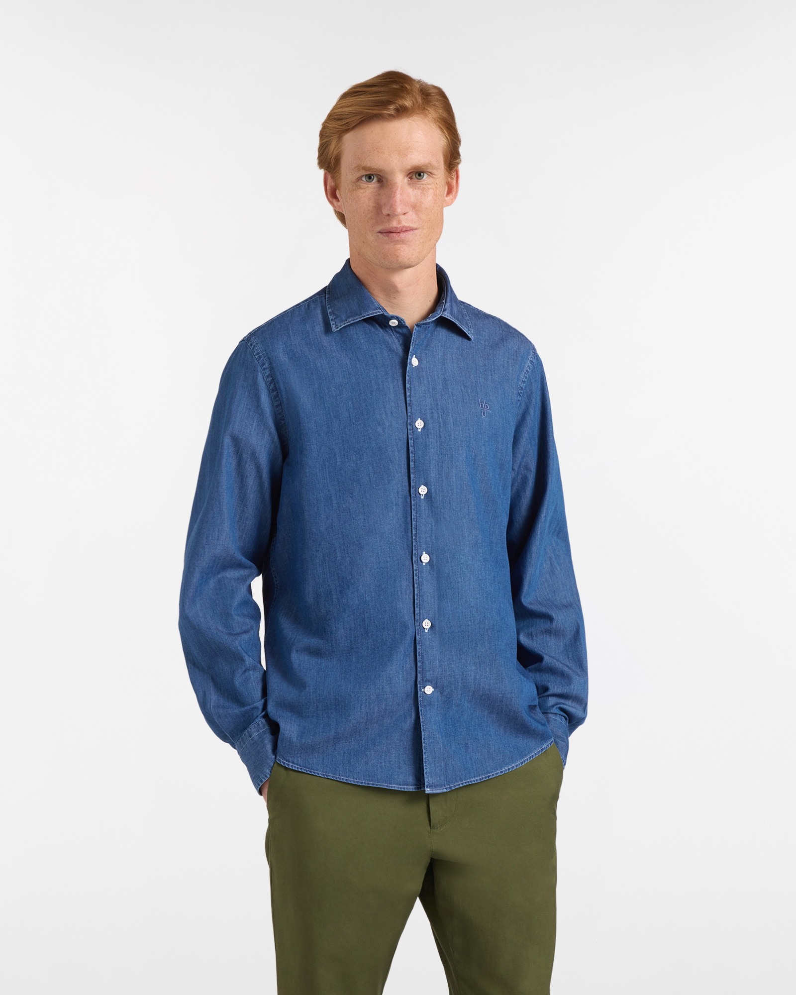 Camicia Uomo in Denim con Pinces sul Retro