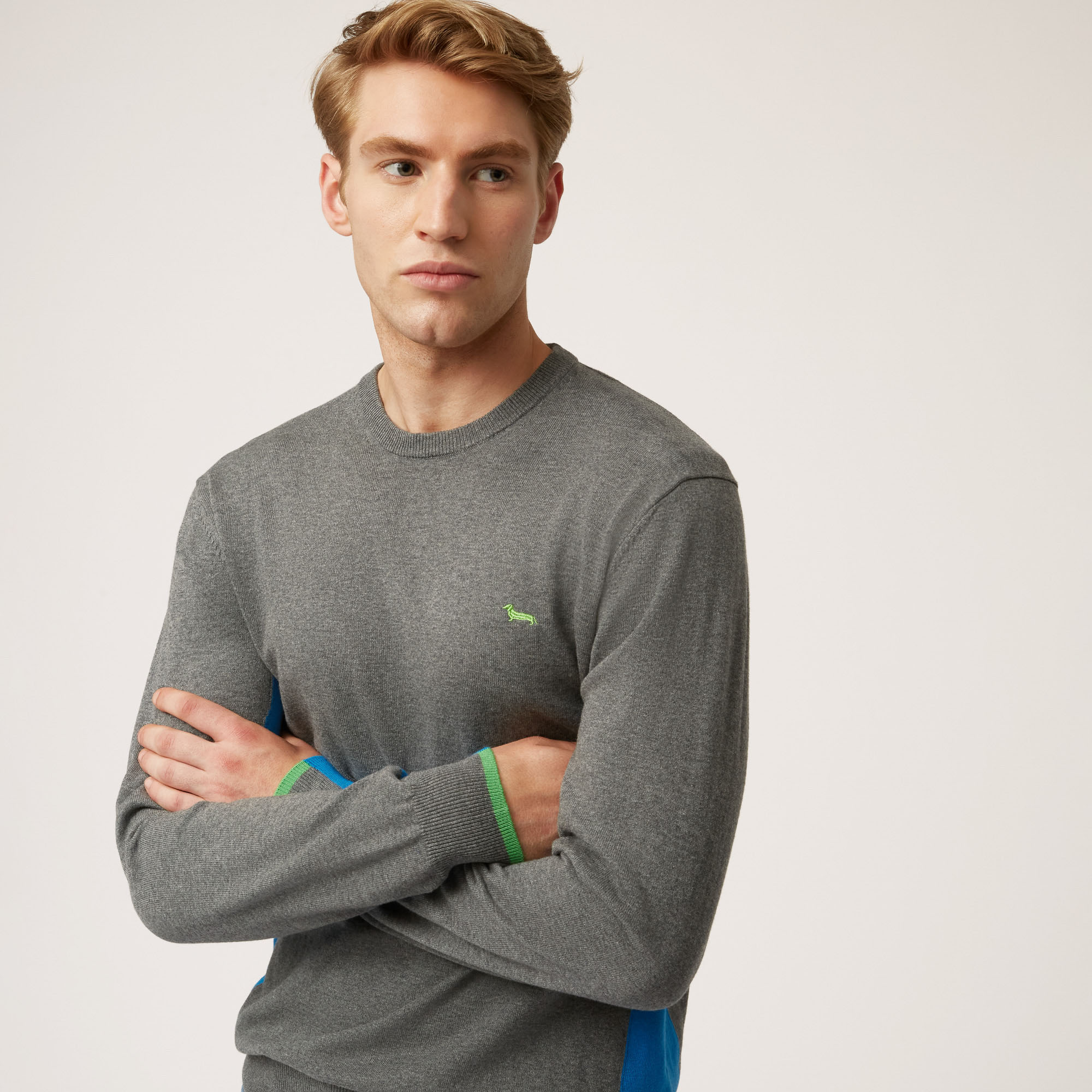 Pullover Girocollo Con Dettagli A Contrasto, Grigio, large image number 2