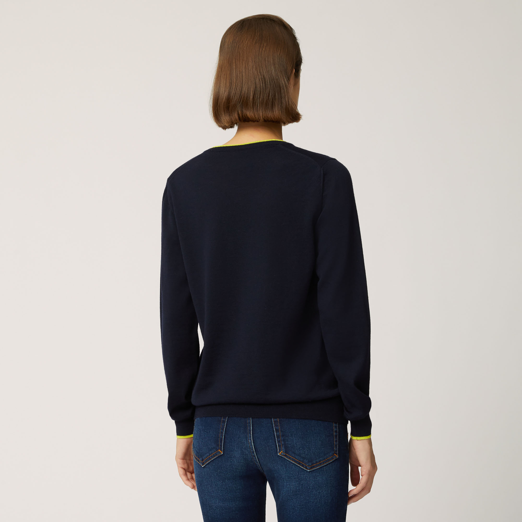 Pullover In Lana Con Maxi Bassotto, Blu Navy, large image number 1
