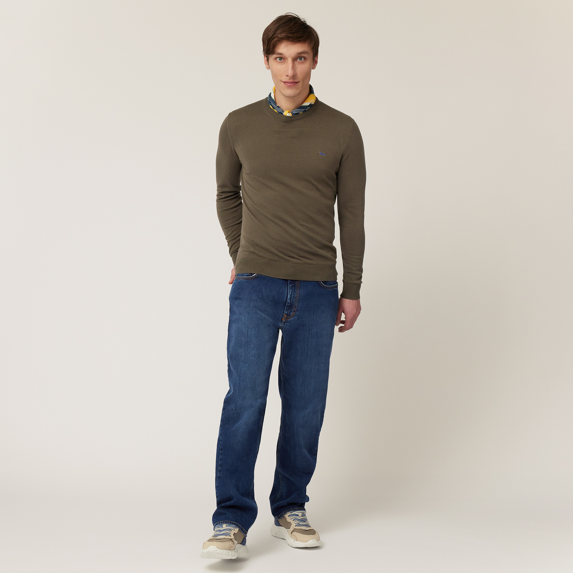 Pullover In Cotone E Cashmere, Verde Militare, large image number 3