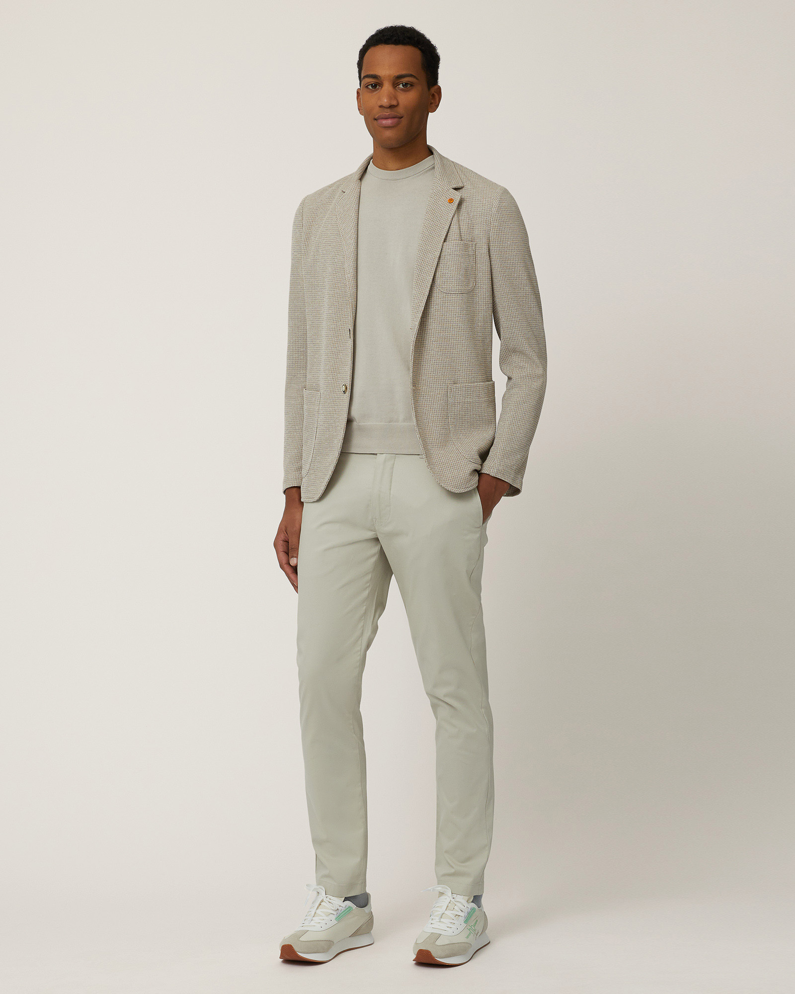 Cotton Blend Jersey Jacket, Sand, large image number 3
