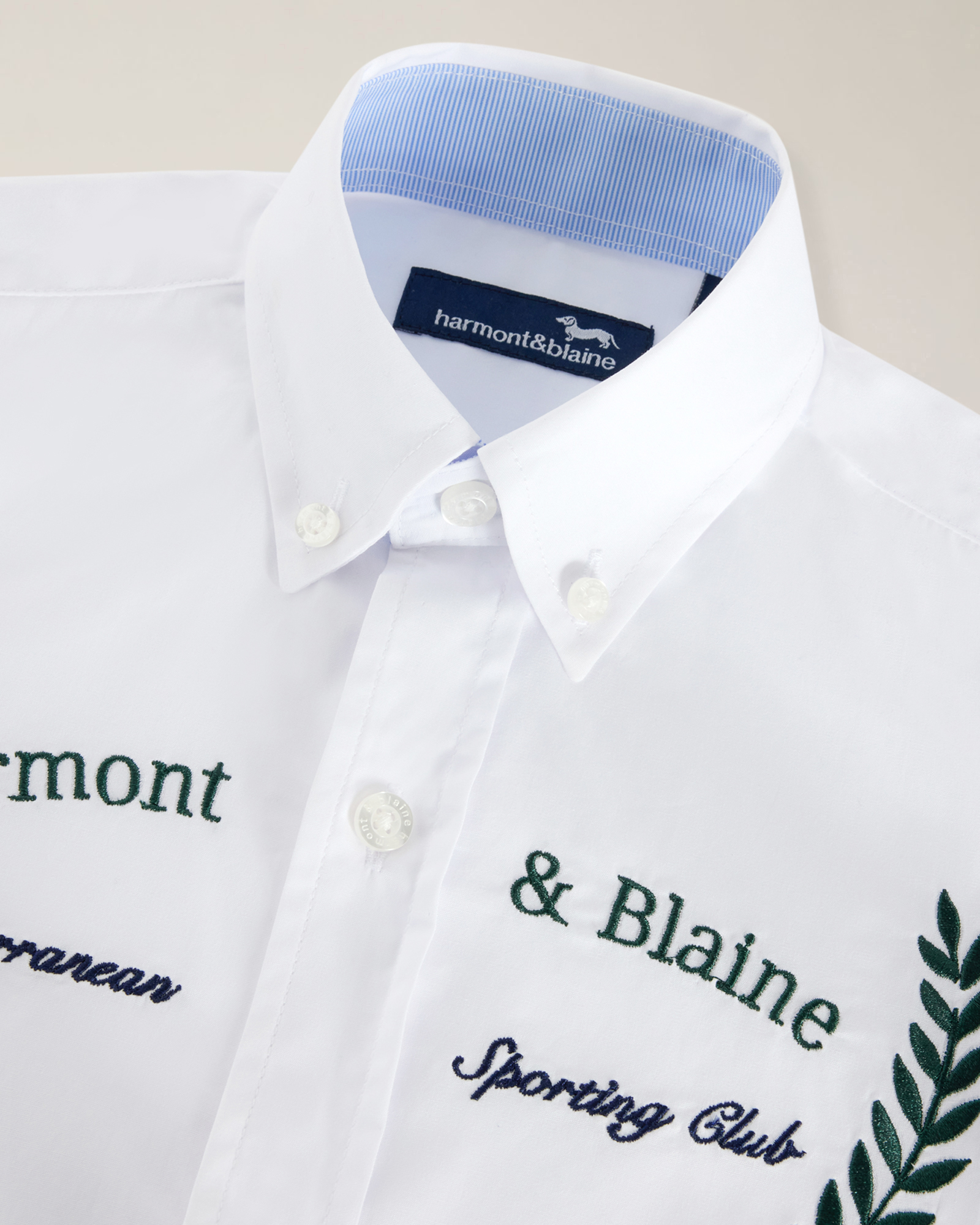 Short-sleeve button-down shirt with embroidered logo, White, large image number 2