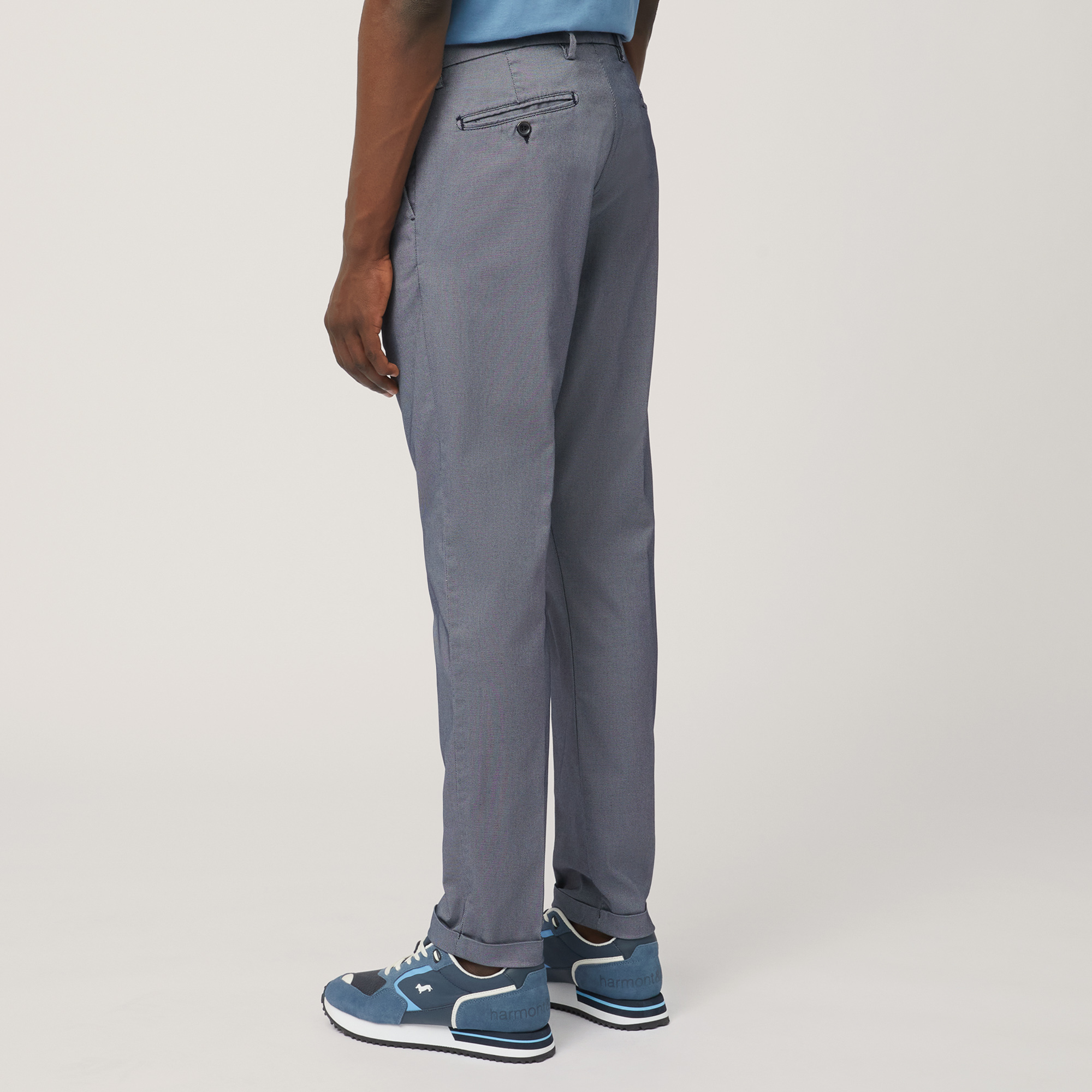 Pantaloni Misto Cotone Stretch, Blu Navy, large image number 1