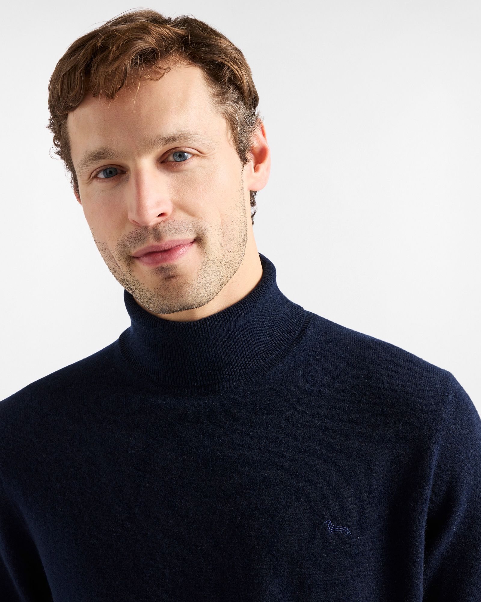 Pure cashmere turtleneck "Cortina a Colori", Marine Blue, large image number 2