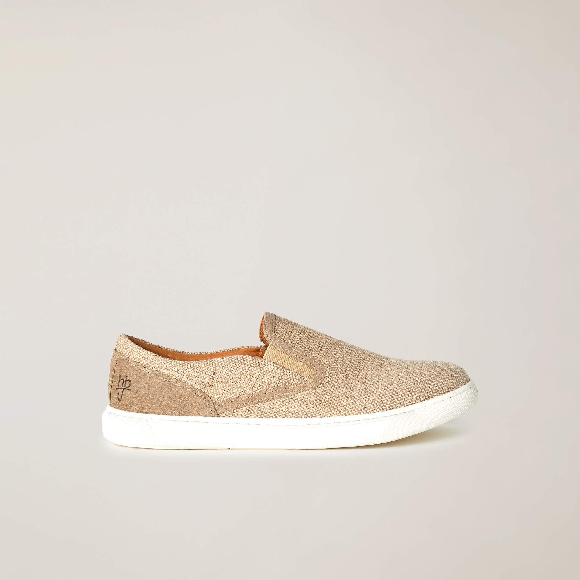Sneakers Slip-On Misto Cotone, Beige, large image number 0