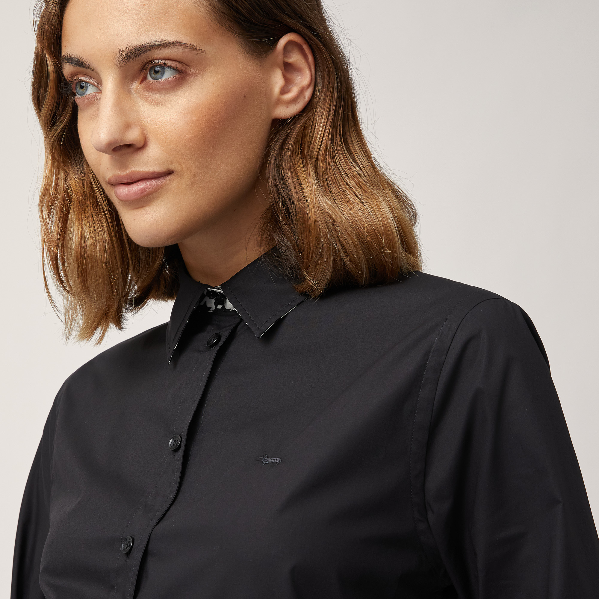 Contrasting Detail Shirt, Black, large image number 2