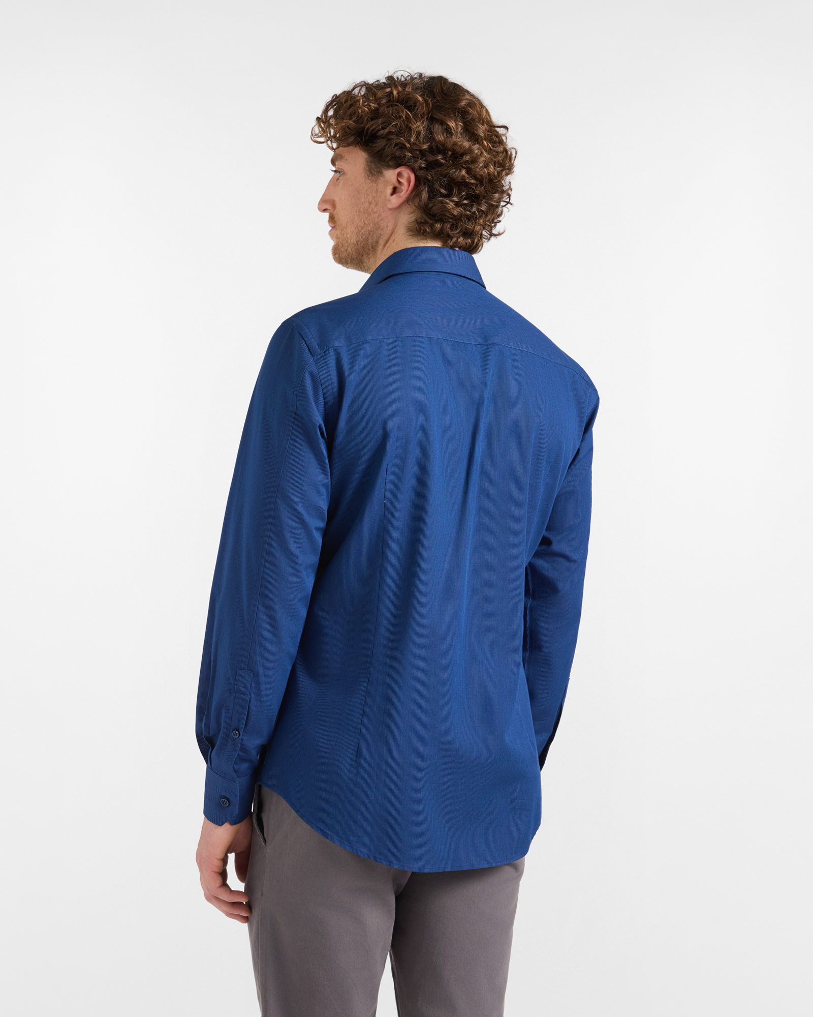 Camicia HBJ Uomo Narrow Fit in puro cotone con collo piccolo, BLU SCURO, large
