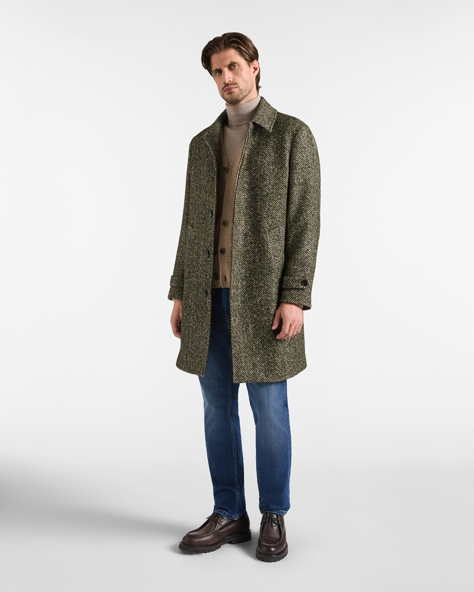 Abrigo de hombre de mezcla de lana de la colecci&oacute;n &laquo;Capsule Qualit&agrave; a Colori&raquo;, VERDE DEPORTIVO, large